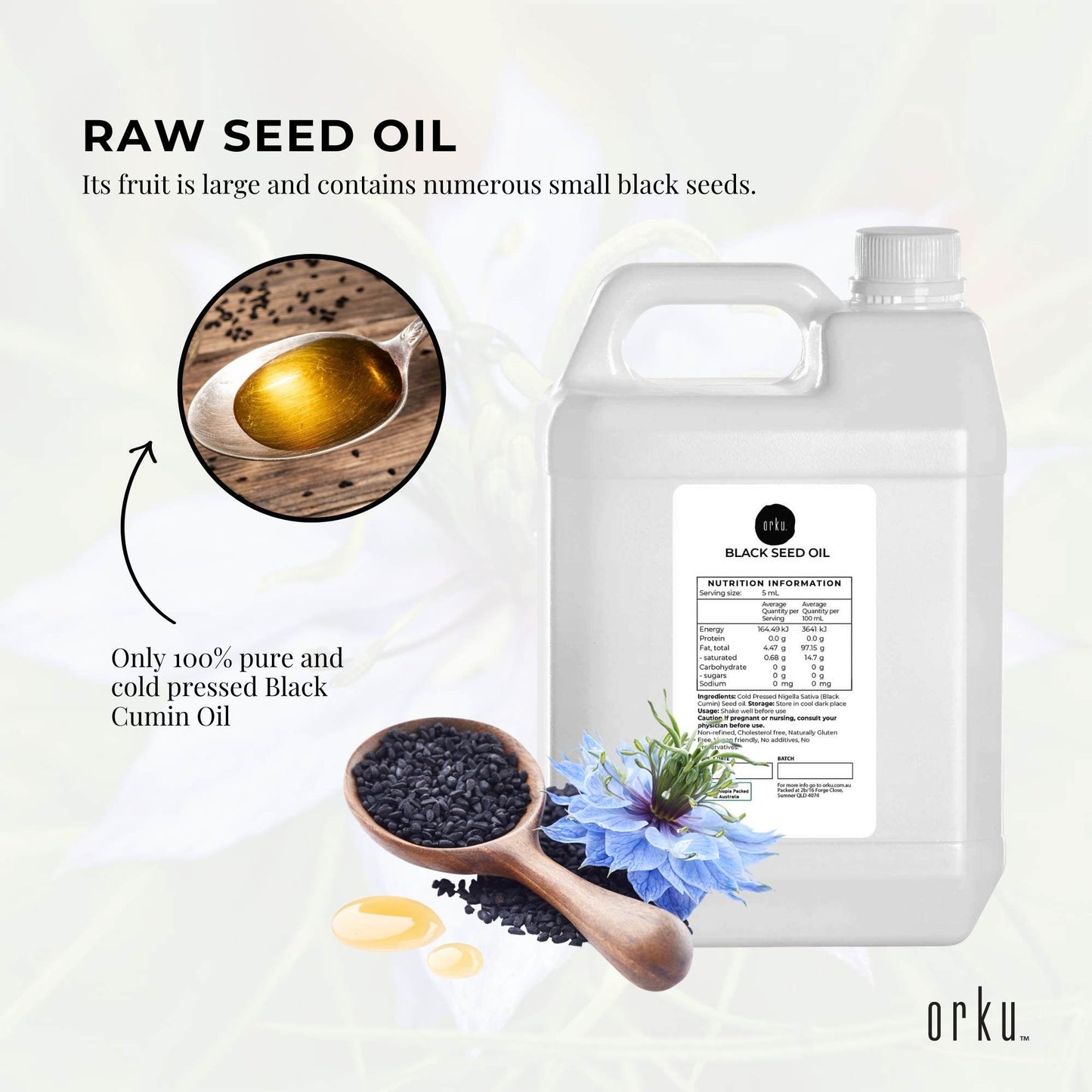 Orku 5L Pure Black Seed Oil Cold Pressed 100% Ethiopian Nigella Sativa Cumin-3