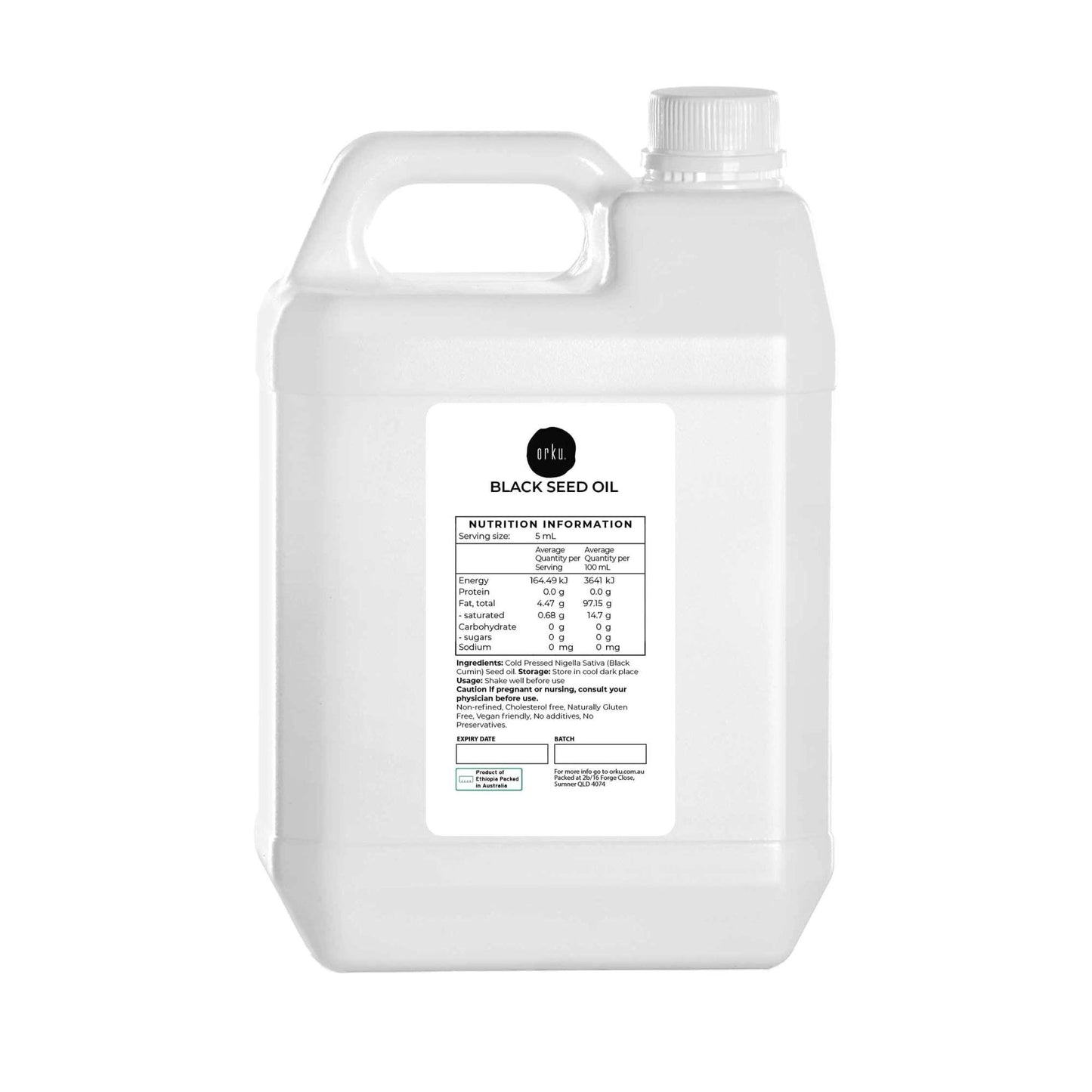 Orku 5L Pure Black Seed Oil Cold Pressed 100% Ethiopian Nigella Sativa Cumin-0