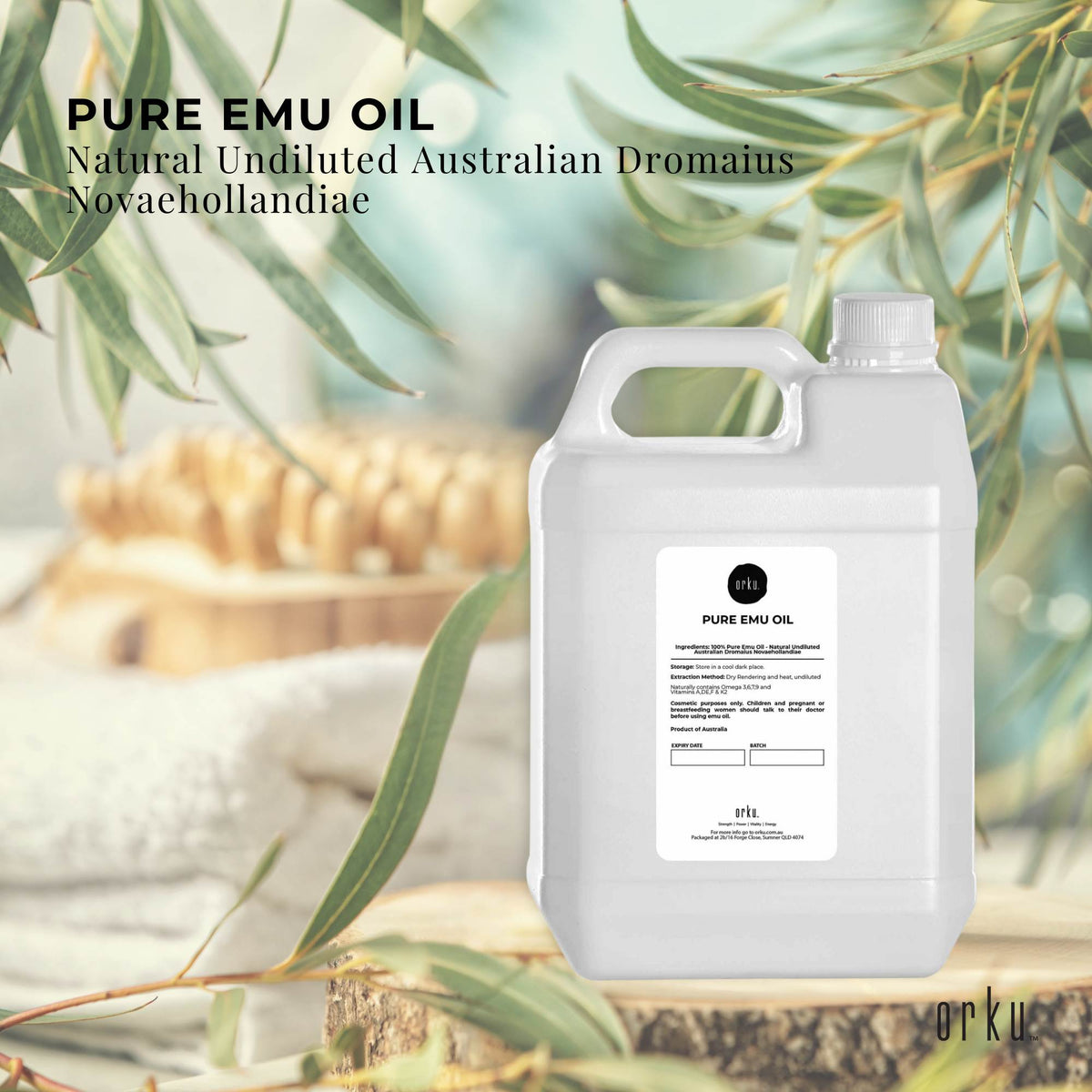 Orku 5L Pure Emu Oil - Natural Undiluted Australian Dromaius Novaehollandiae-1