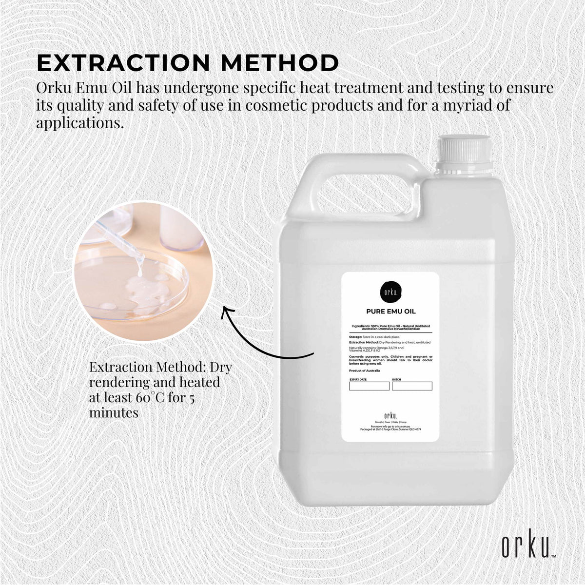 Orku 5L Pure Emu Oil - Natural Undiluted Australian Dromaius Novaehollandiae-4