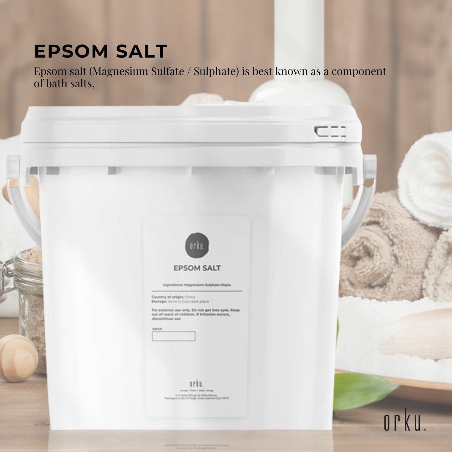 Orku 5kg Epsom Salt Tub - Magnesium Sulphate For Bath Skin Body Skin Care-1