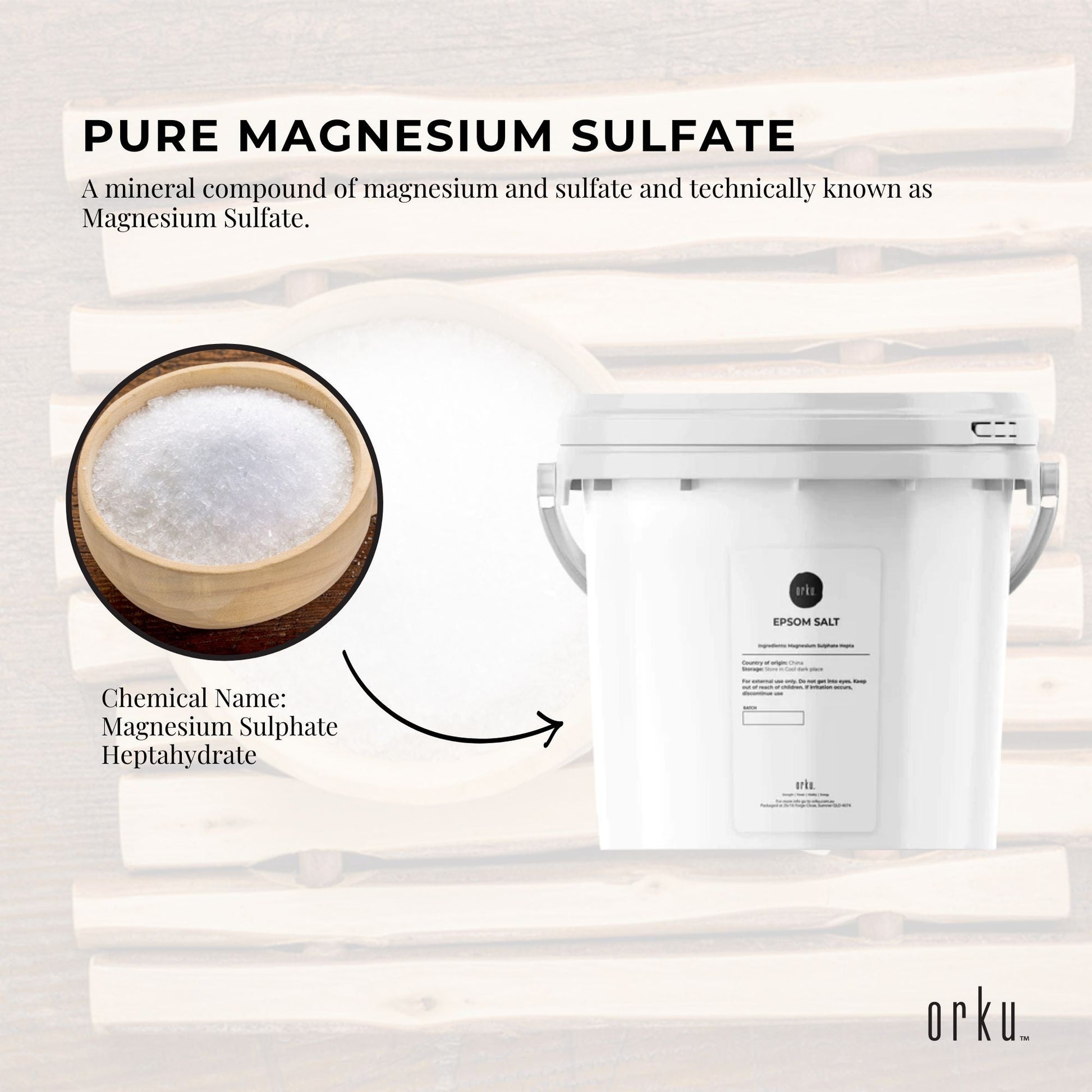 Orku 5kg Epsom Salt Tub - Magnesium Sulphate For Bath Skin Body Skin Care-3