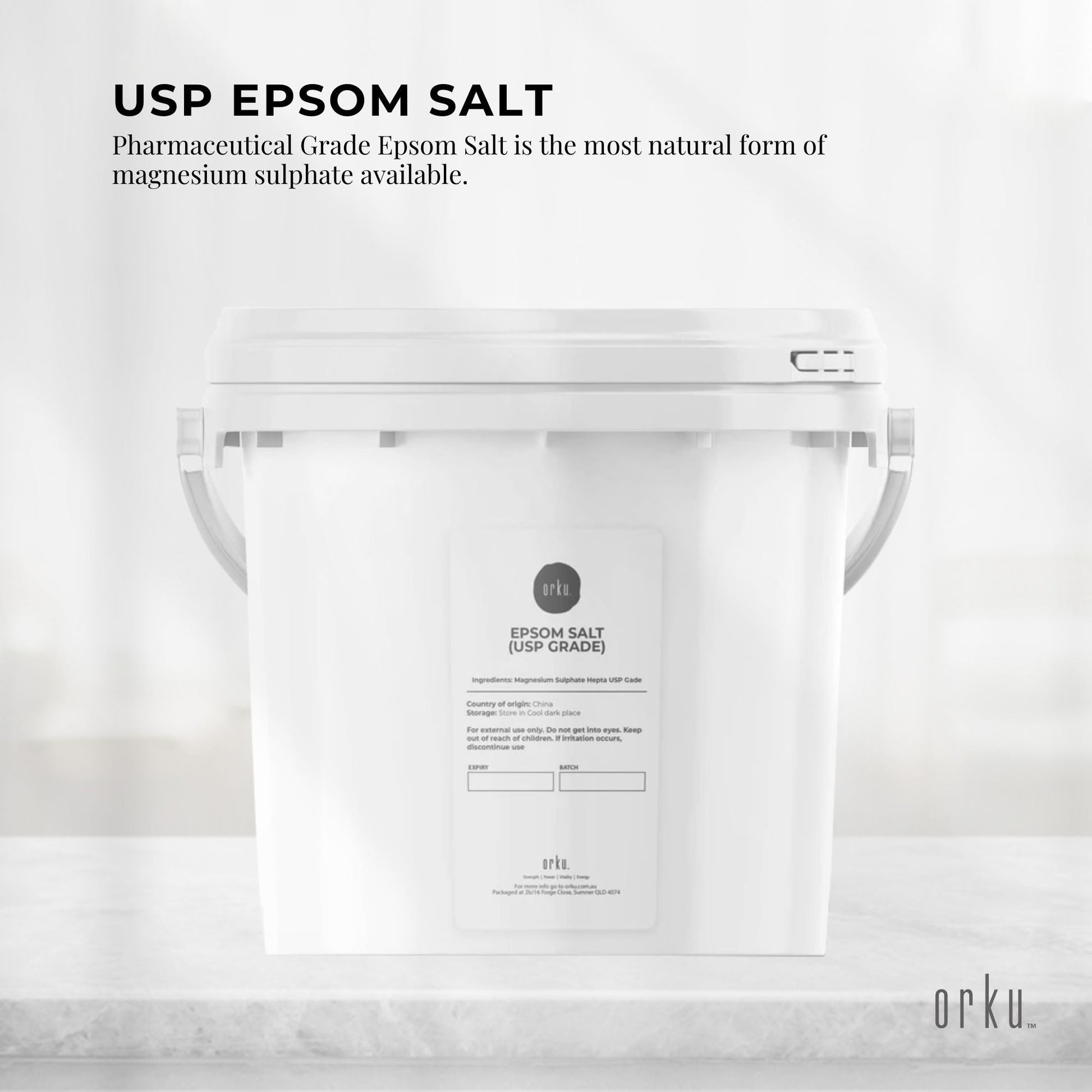 Orku 5kg Epsom Salt Tub- USP Grade Magnesium Sulfate Body Bath Salts-1