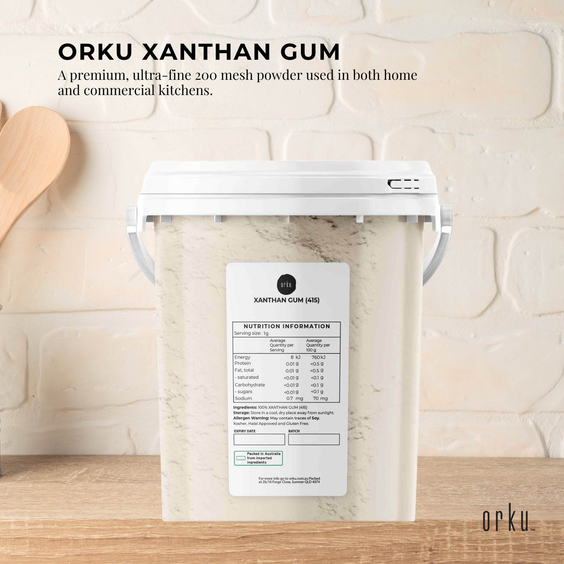 Orku 600g Xanthan Gum Thickener Pure Powder 200 Mesh FCC E415 Food Additive TUB-1