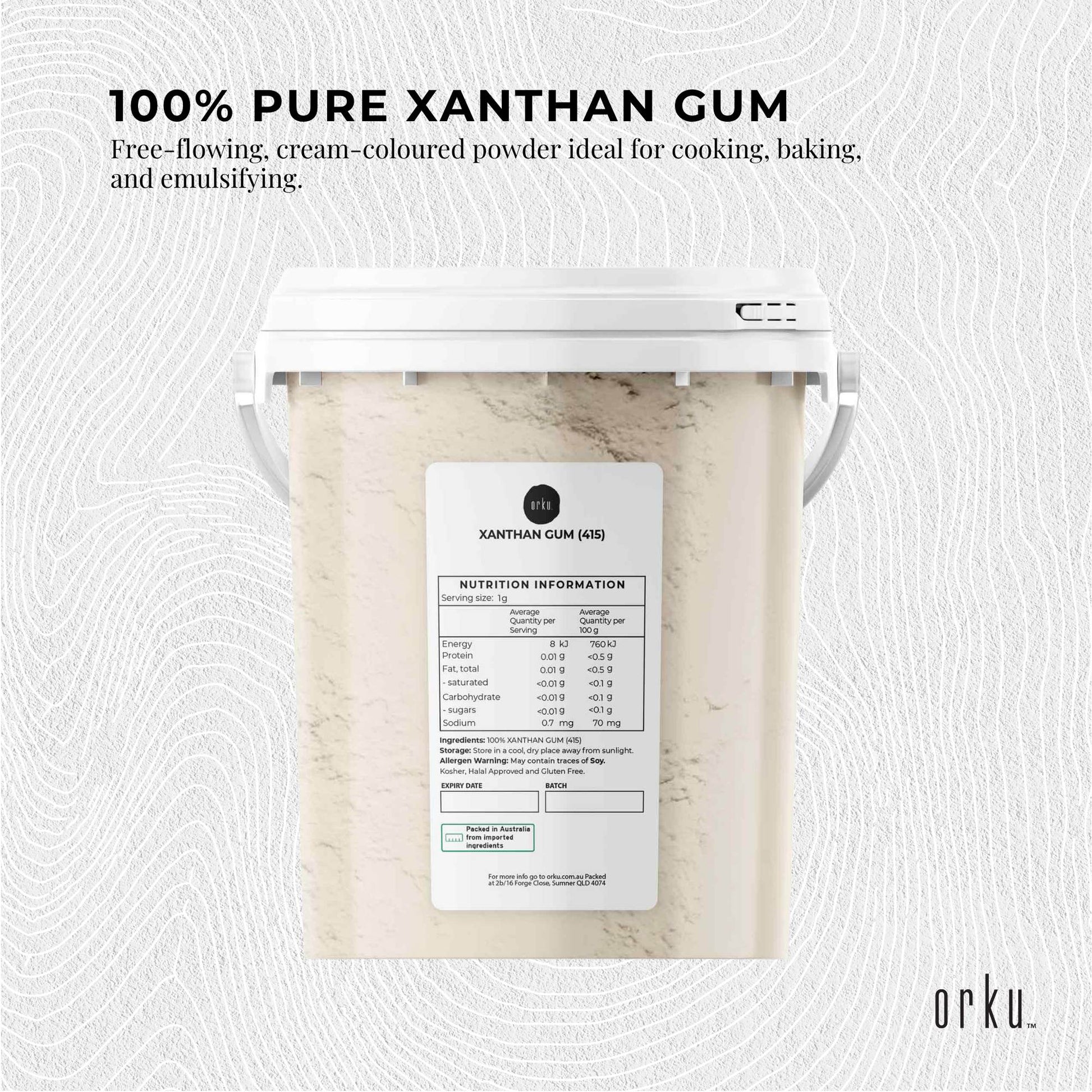 Orku 600g Xanthan Gum Thickener Pure Powder 200 Mesh FCC E415 Food Additive TUB-2