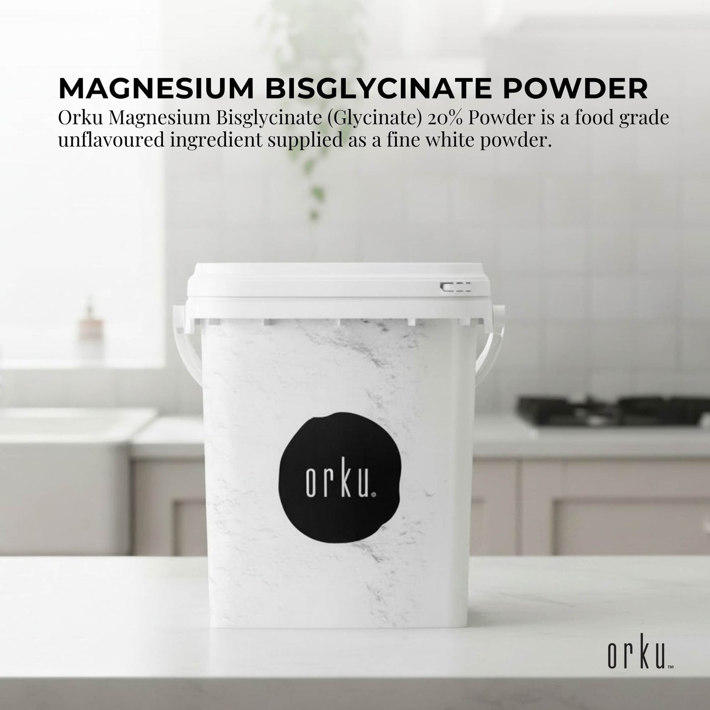 Orku 800g Magnesium Bisglycinate Powder Unflavoured Chelated - Tub-1