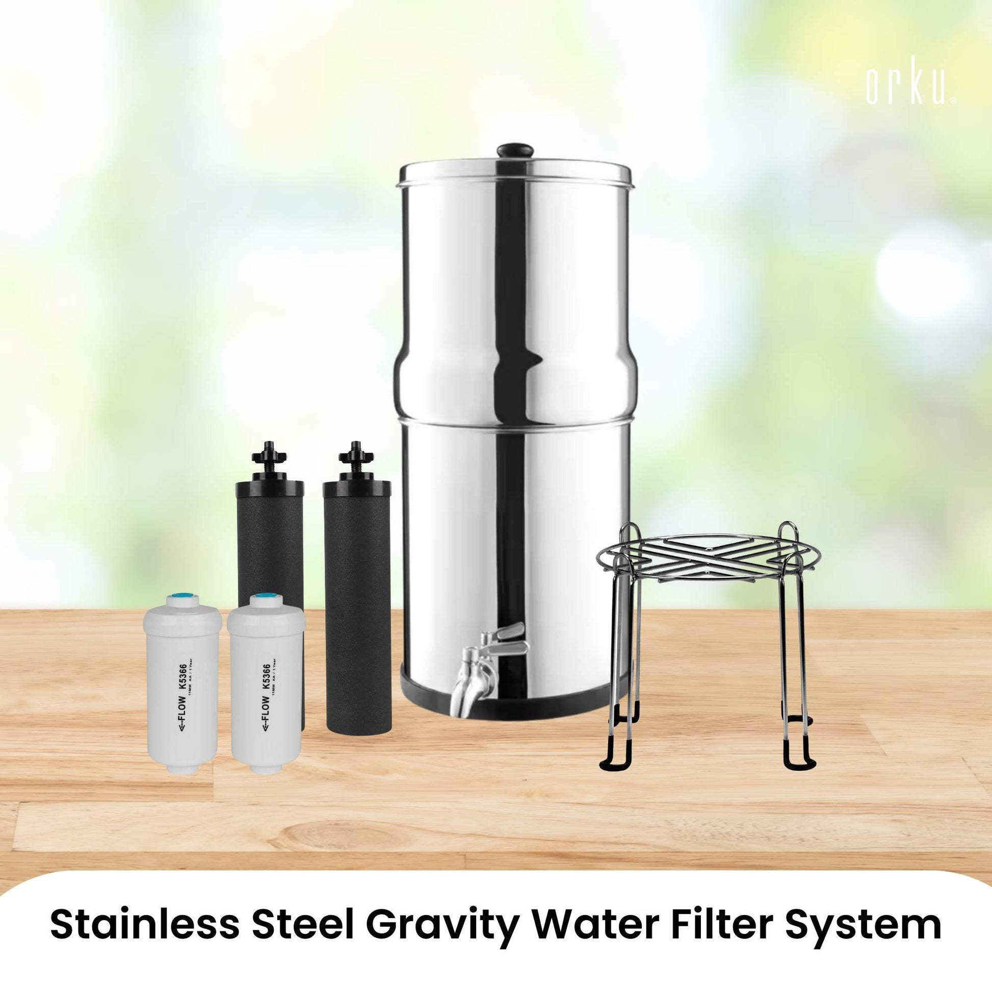 Orku 8.5L Gravity Benchtop Water Filter - Stainless Steel Fluoride Removal-1