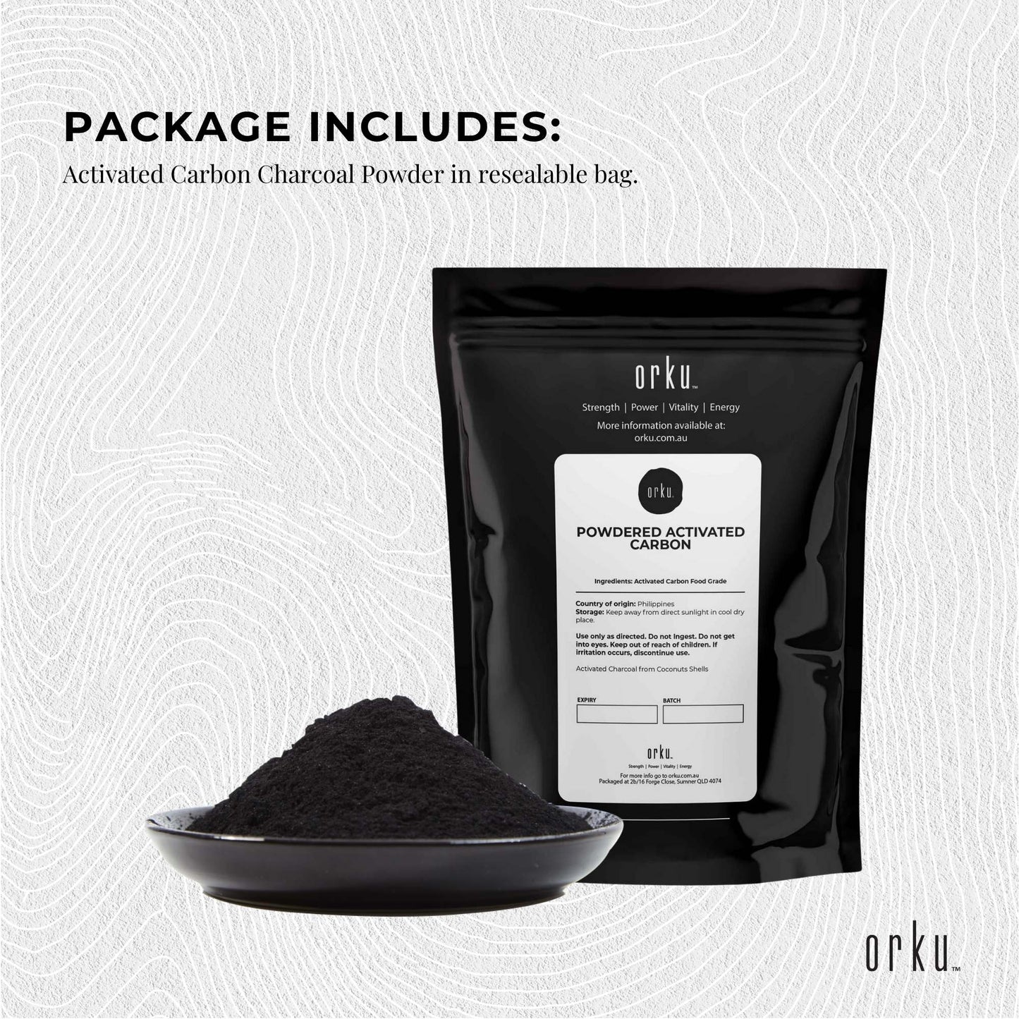 Orku Activated Carbon Powder Coconut Charcoal - Water Filtration-2