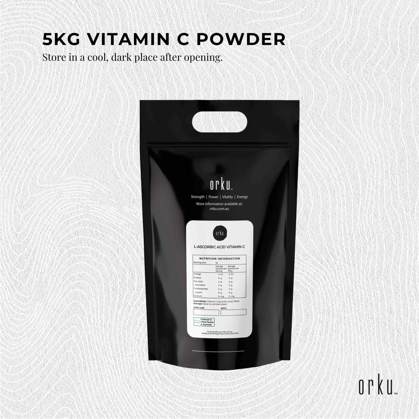 Orku Bulk 10Kg Vitamin C Powder Pure L-Ascorbic Acid - USP Grade Non-GMO-3