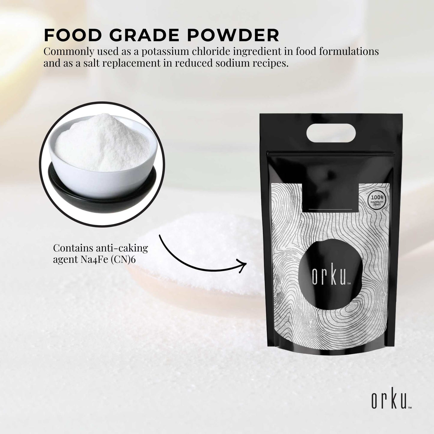 Orku Bulk 20Kg Potassium Chloride Powder (KCl) - Food Grade E508 Salt Substitute-3