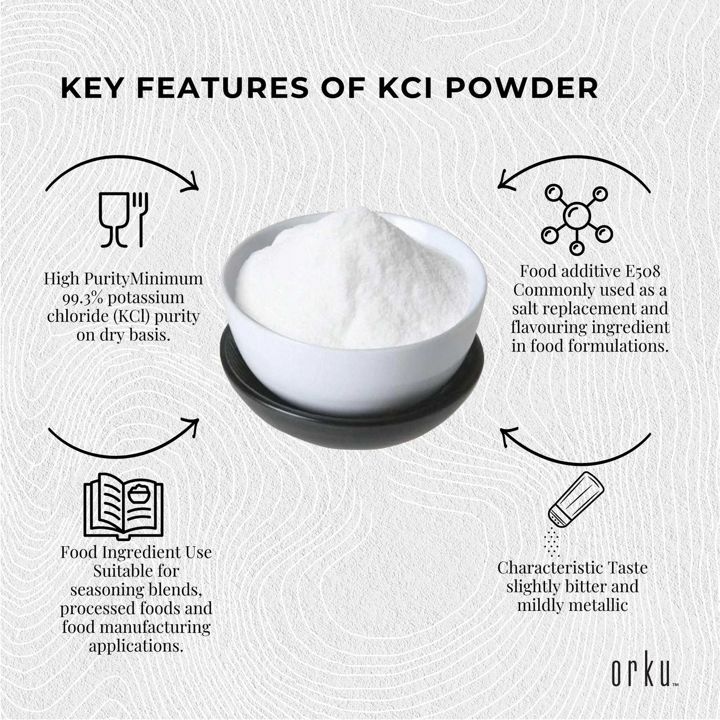 Orku Bulk 20Kg Potassium Chloride Powder (KCl) - Food Grade E508 Salt Substitute-4