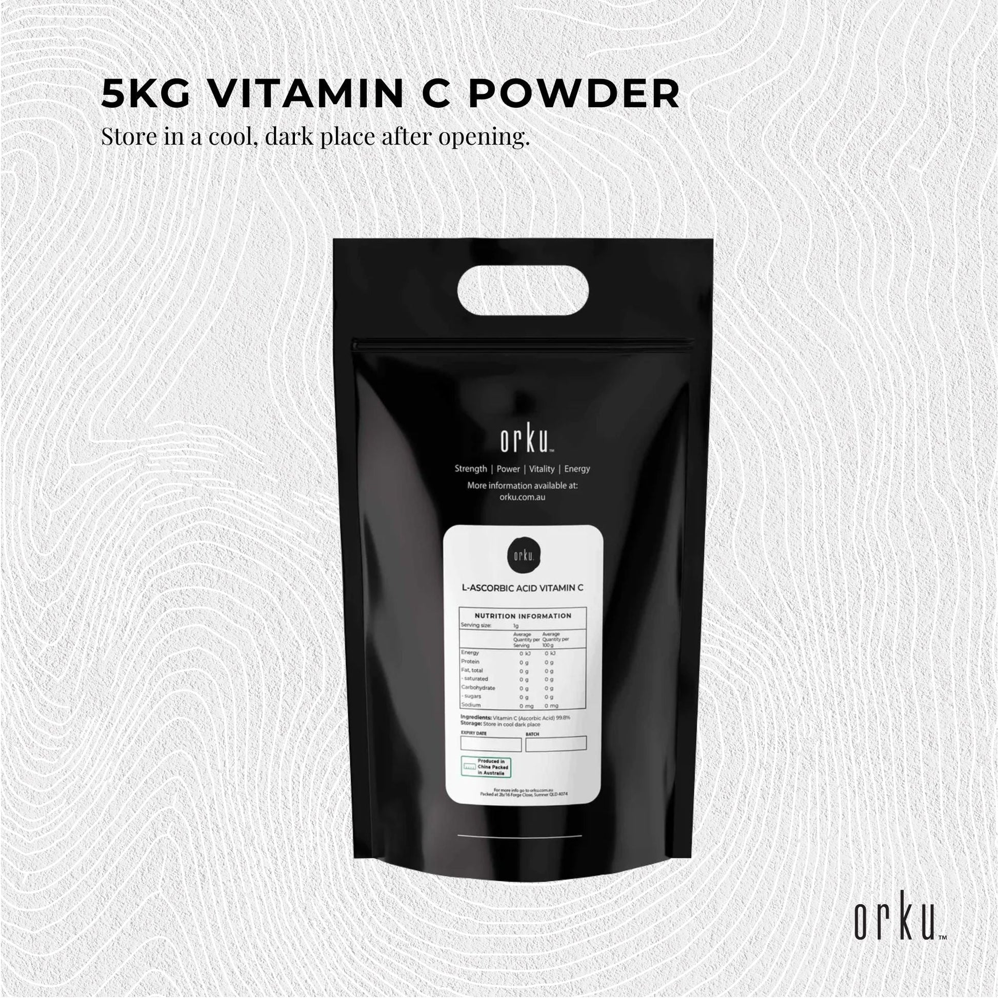 Orku Bulk 20Kg Vitamin C Powder Pure L-Ascorbic Acid - USP Grade Non-GMO-3