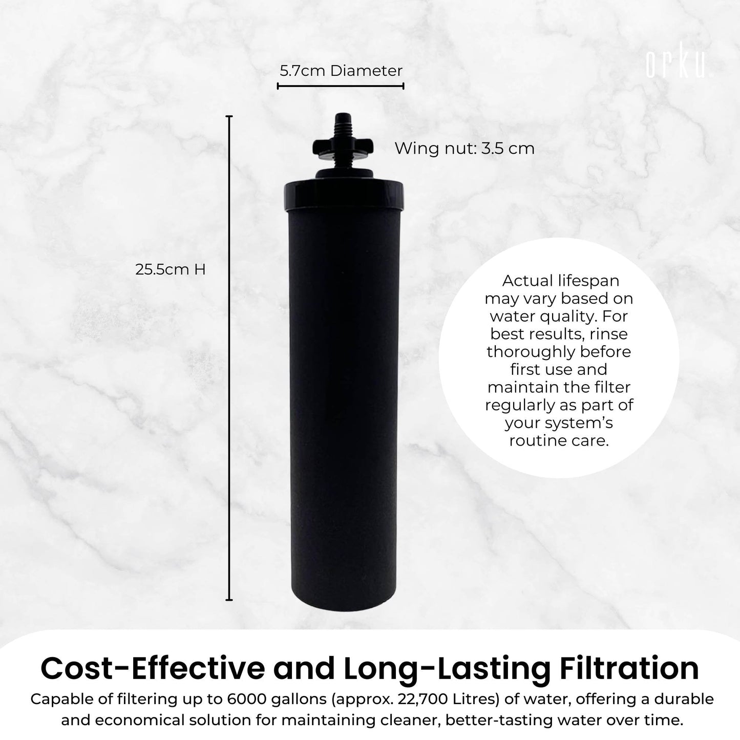 Orku Carbon Block Filter Cartridge - Replacement for Berkey BB9-2 Gravity Filter-3