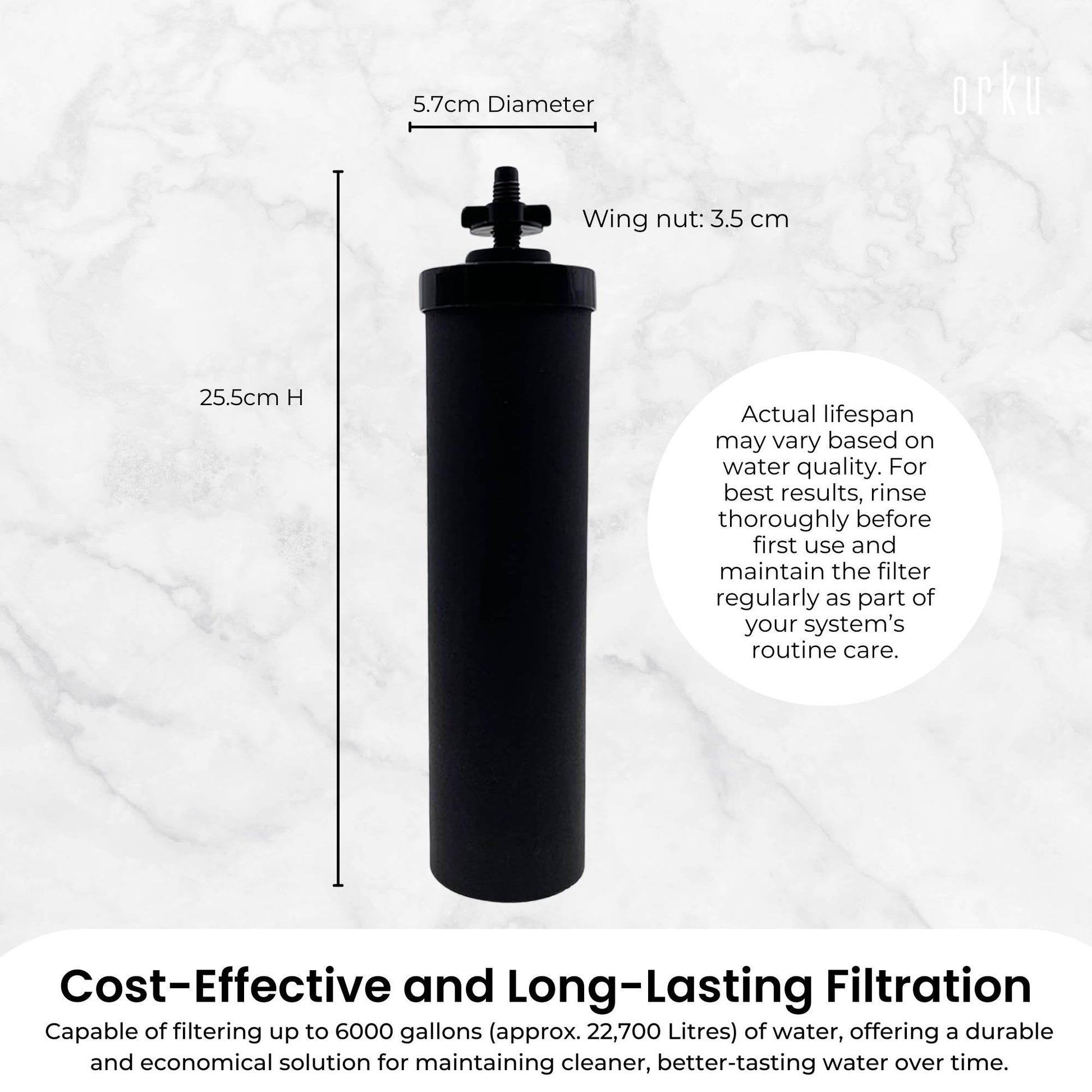Orku Carbon Block Filter Cartridge - Replacement for Berkey BB9-2 Gravity Filter-3