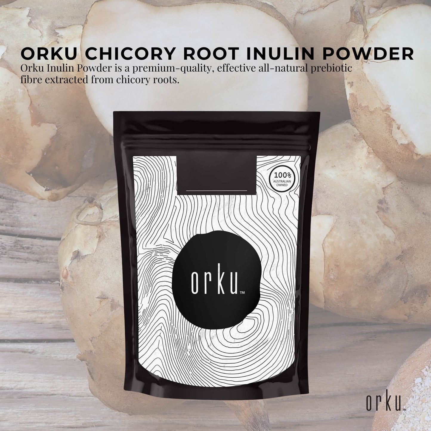 Orku 100g Chicory Root Inulin Powder - Unflavoured Natural Prebiotic Fibre-1