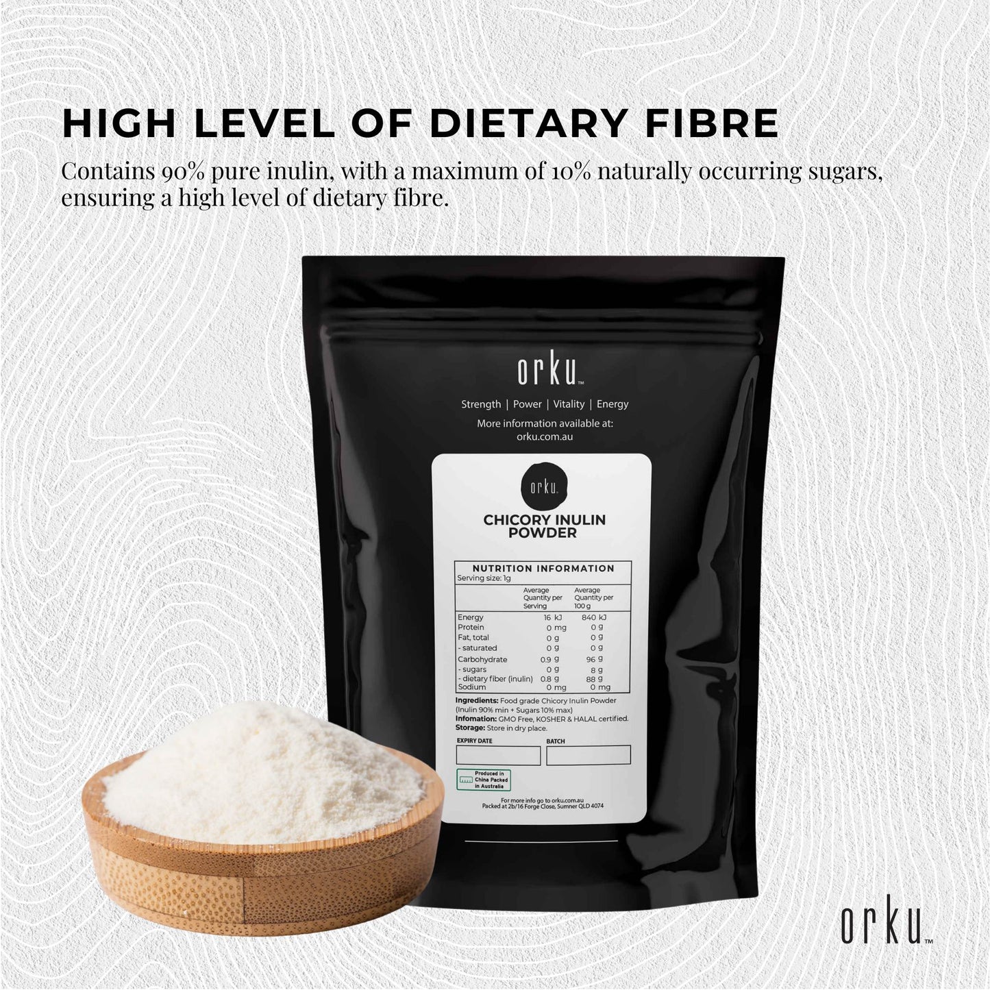 Orku Chicory Root Inulin Powder - Unflavoured Natural Prebiotic Fibre-2