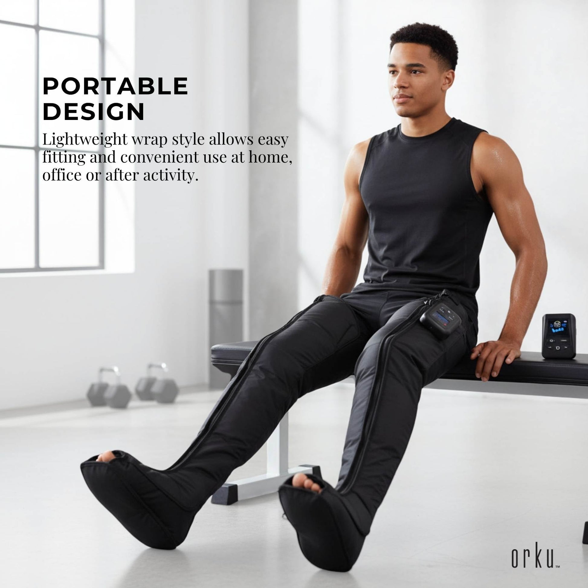 Orku Cordless Full Leg Air Compression Massager Boots - Rechargeable Pair Medium-3