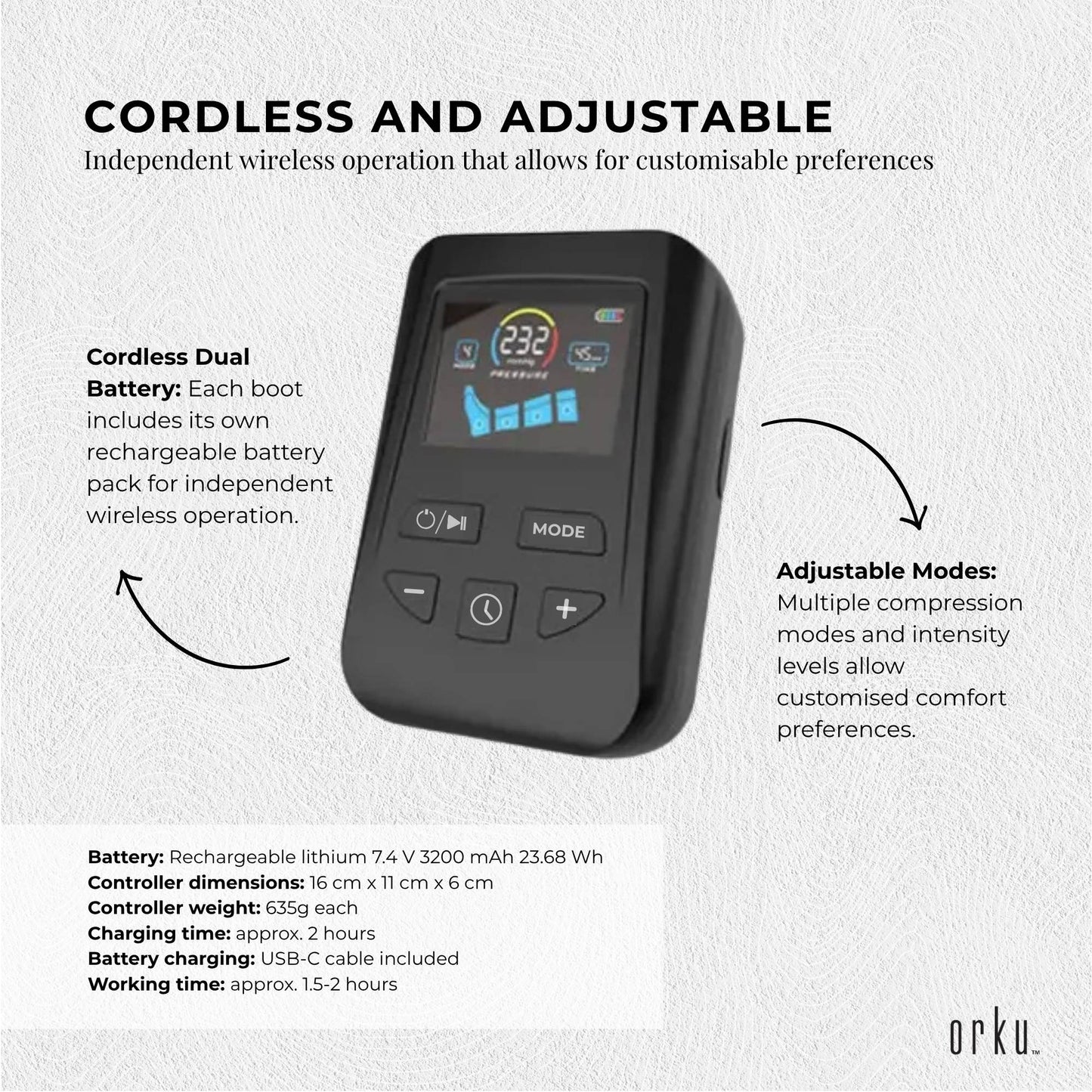 Orku Cordless Full Leg Air Compression Massager Boots Rechargeable - Set of 2-2