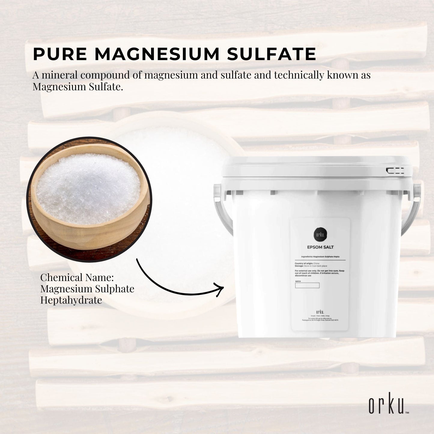 Orku Epsom Salt Tubs - Magnesium Sulphate For Bath Feet Body Skin Care Sulfate-3