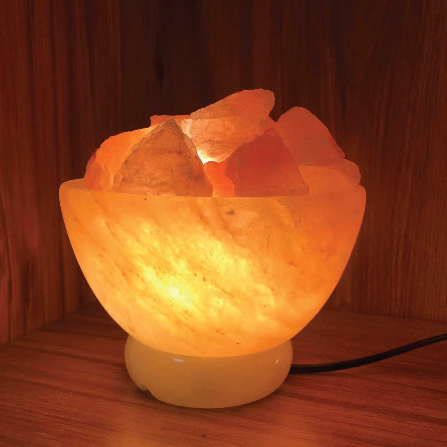 Orku Fire Bowl Himalayan Pink Salt Lamp - Carved Salt Rocks Night Light-1