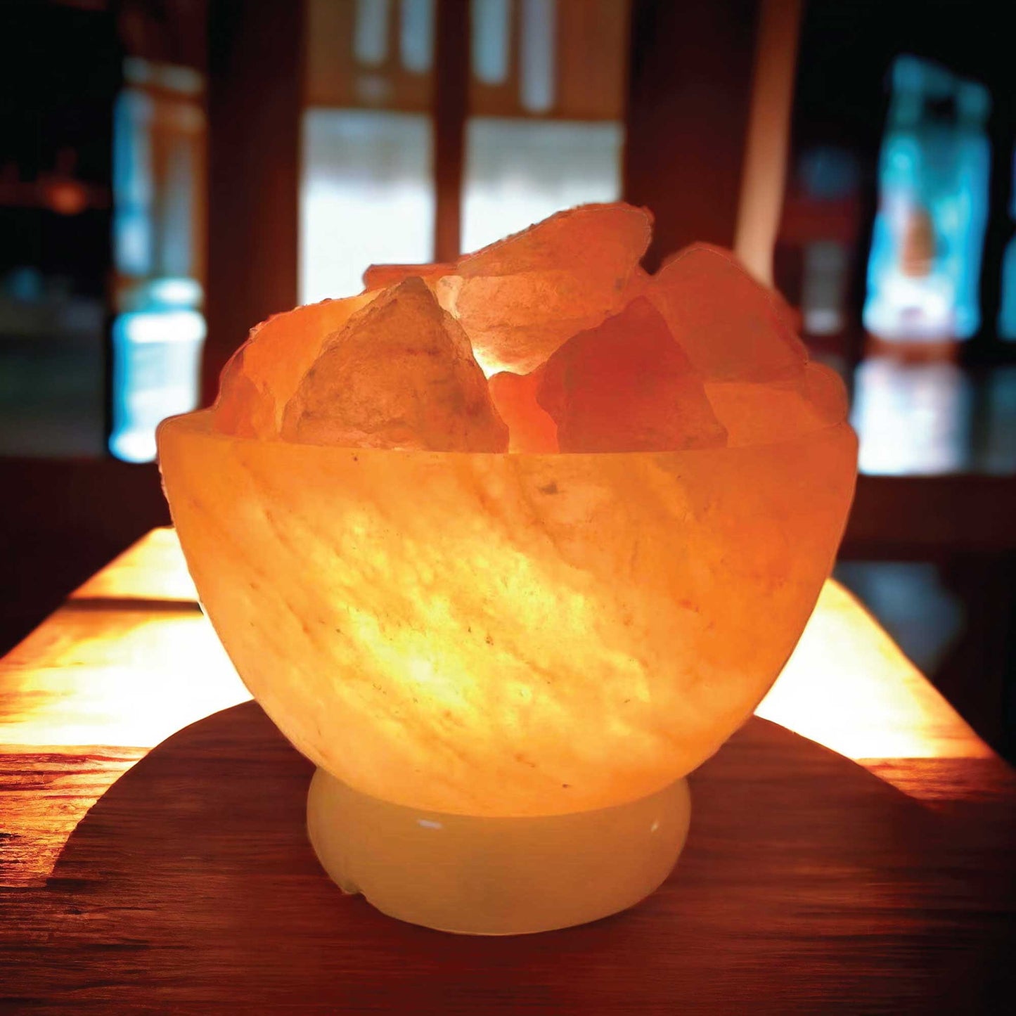 Orku Fire Bowl Himalayan Pink Salt Lamp - Hand Carved Rocks Night Light-4