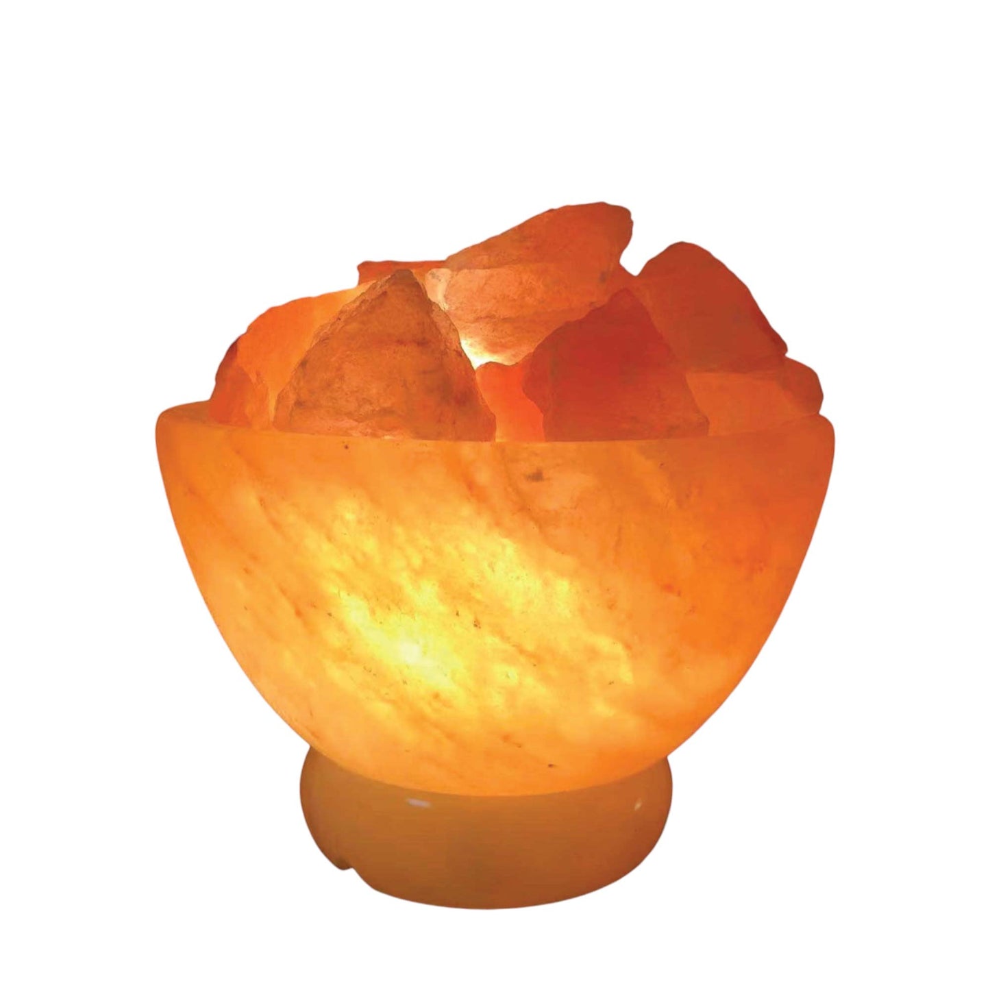 Orku Fire Bowl Himalayan Pink Salt Lamp - Hand Carved Rocks Night Light-0