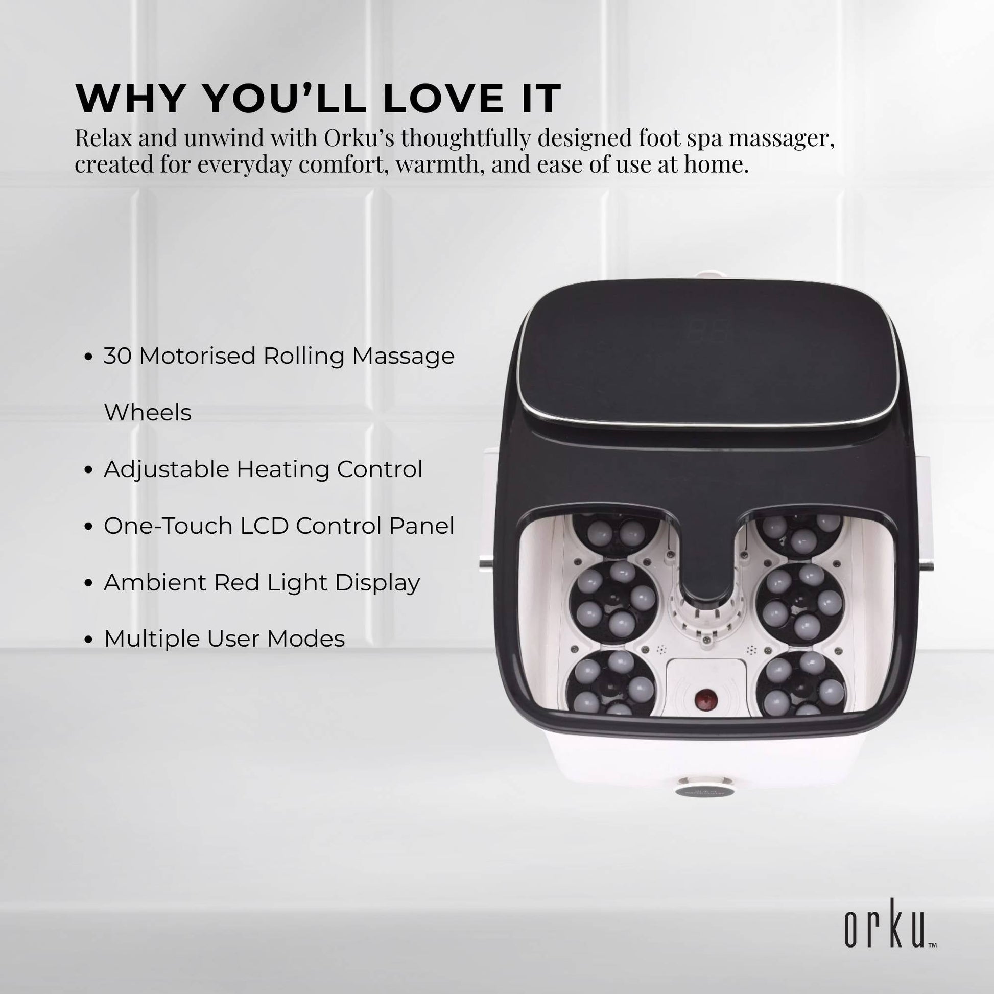 Orku Foot Spa Automatic Water Heating Massager - Electric Pedicure Bath-4