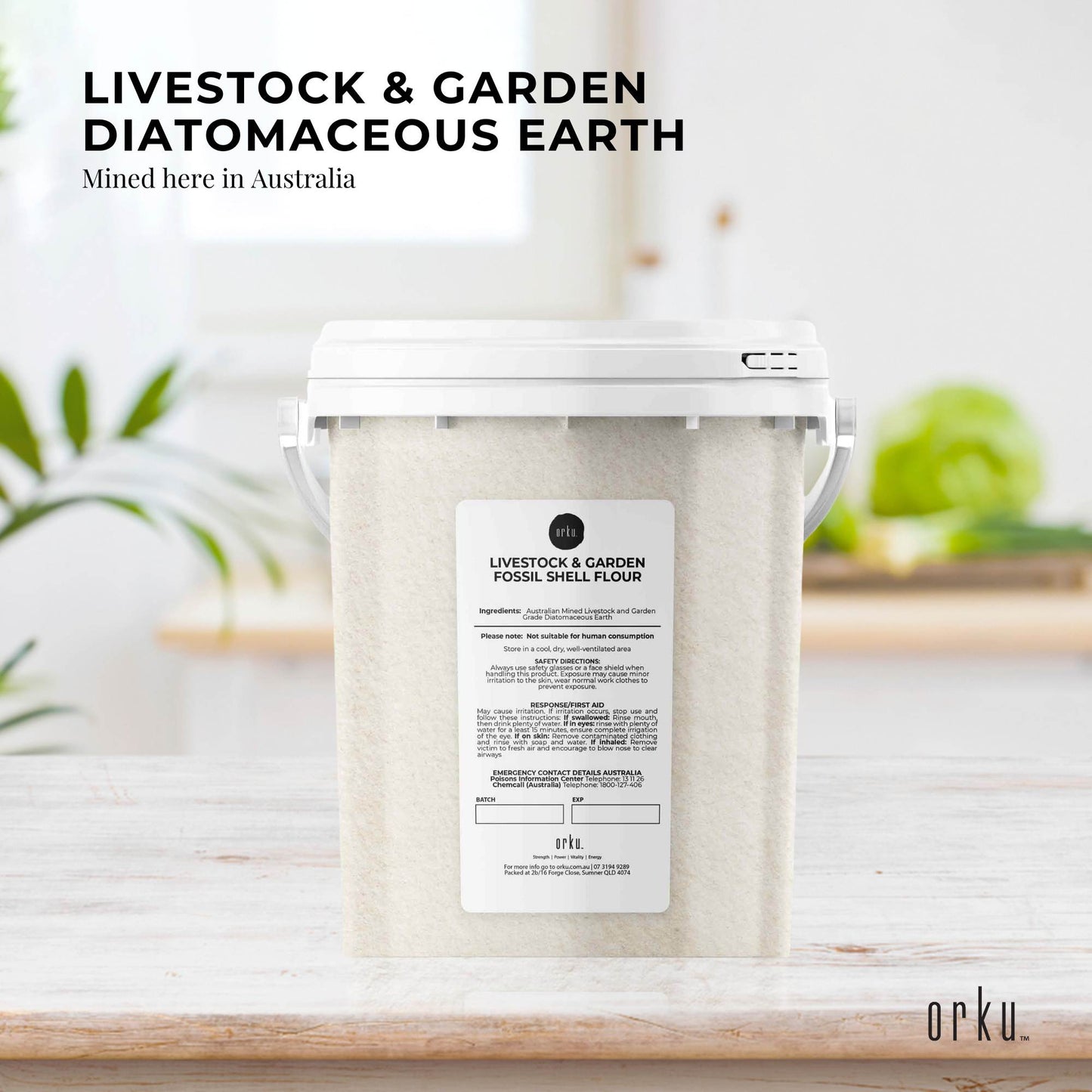 Orku Fossil Shell Flour Tubs - Livestock Garden and Pet Diatomaceous Earth-1