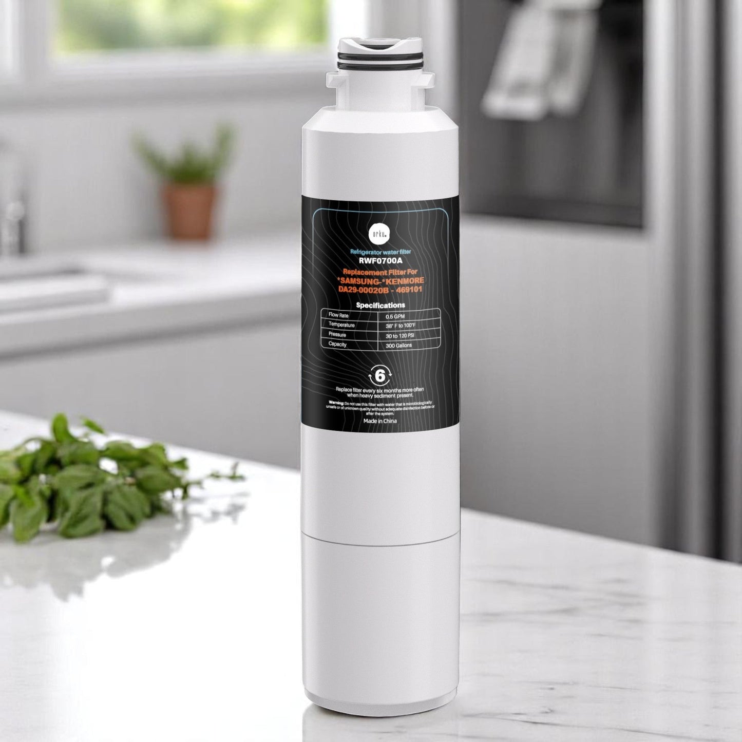 Orku Fridge Water Filter Cartridge Replacement for RWF0700A Samsung Kenmore-1