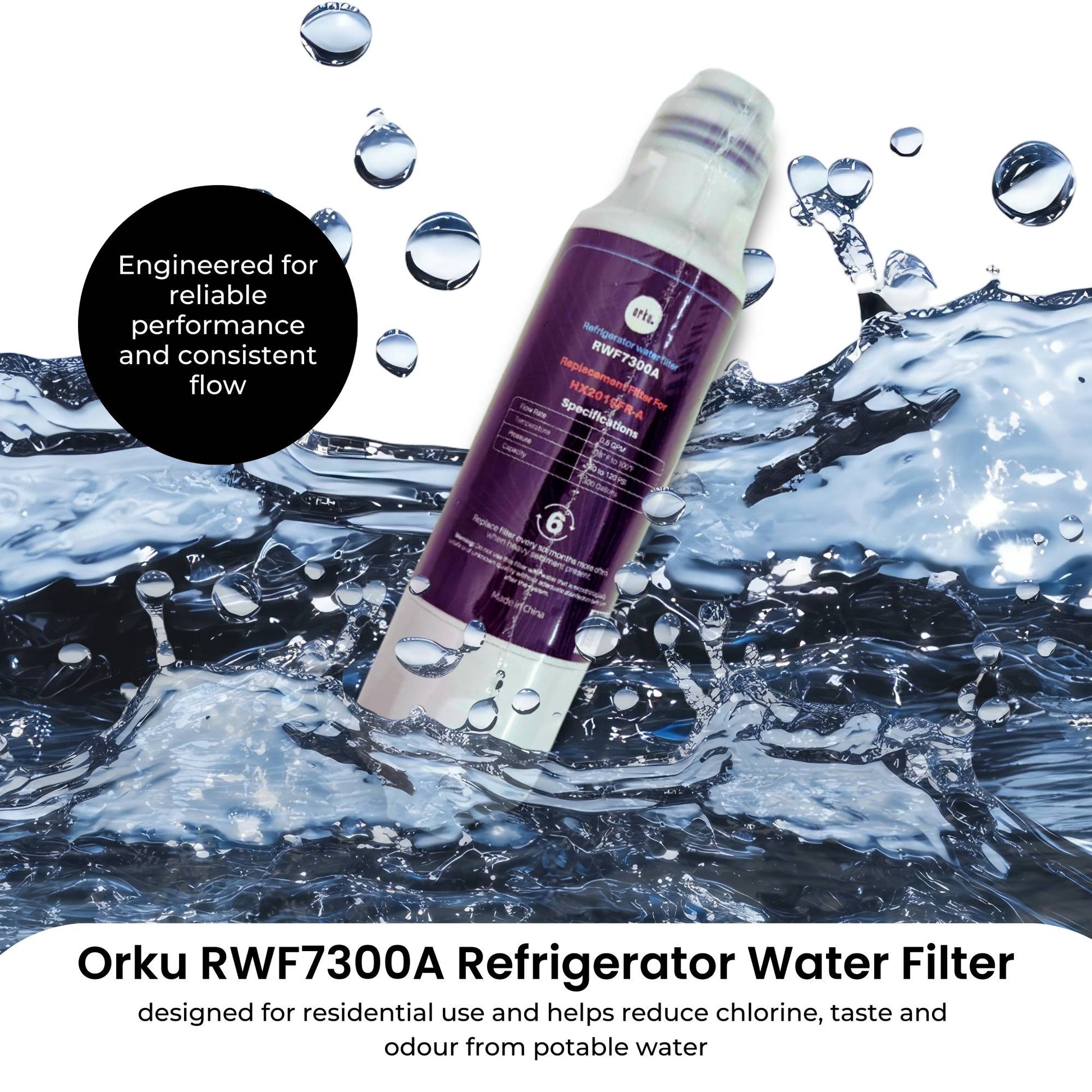 Orku Fridge Water Filter Cartridge Replacement for RWF7300A Samsung Refrigerator-2