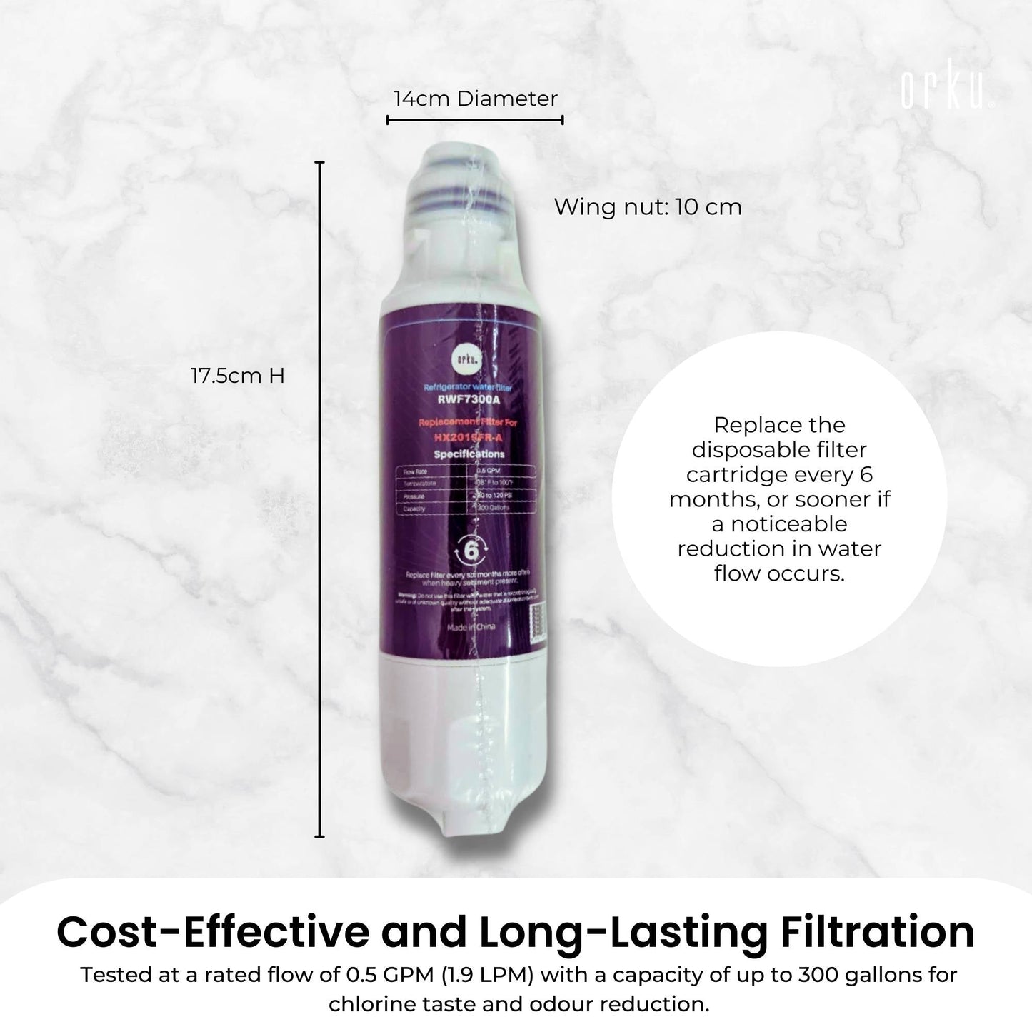 Orku Fridge Water Filter Cartridge Replacement for RWF7300A Samsung Refrigerator-4