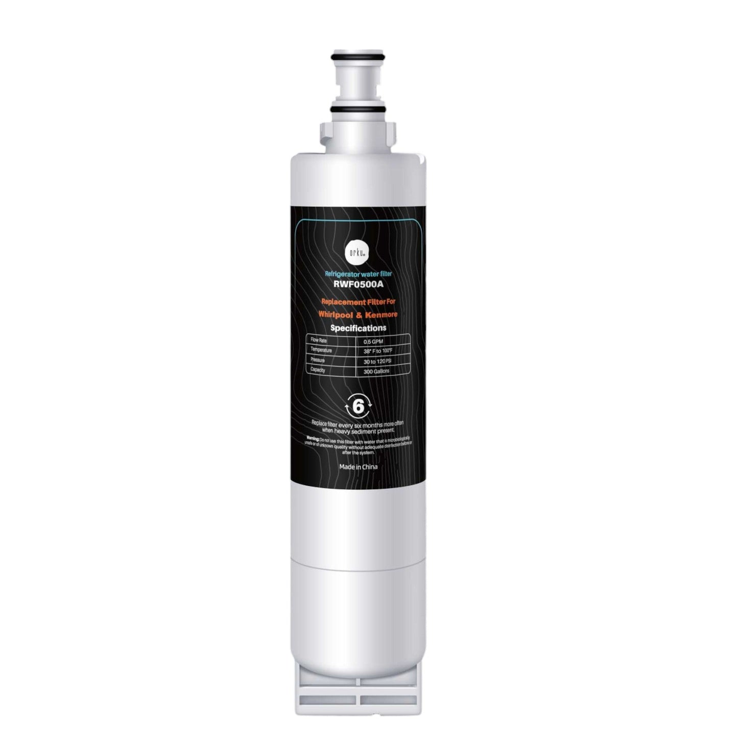 Orku Fridge Water Filter Cartridge Replacement for Whirlpool Kenmore RWF0500A-0
