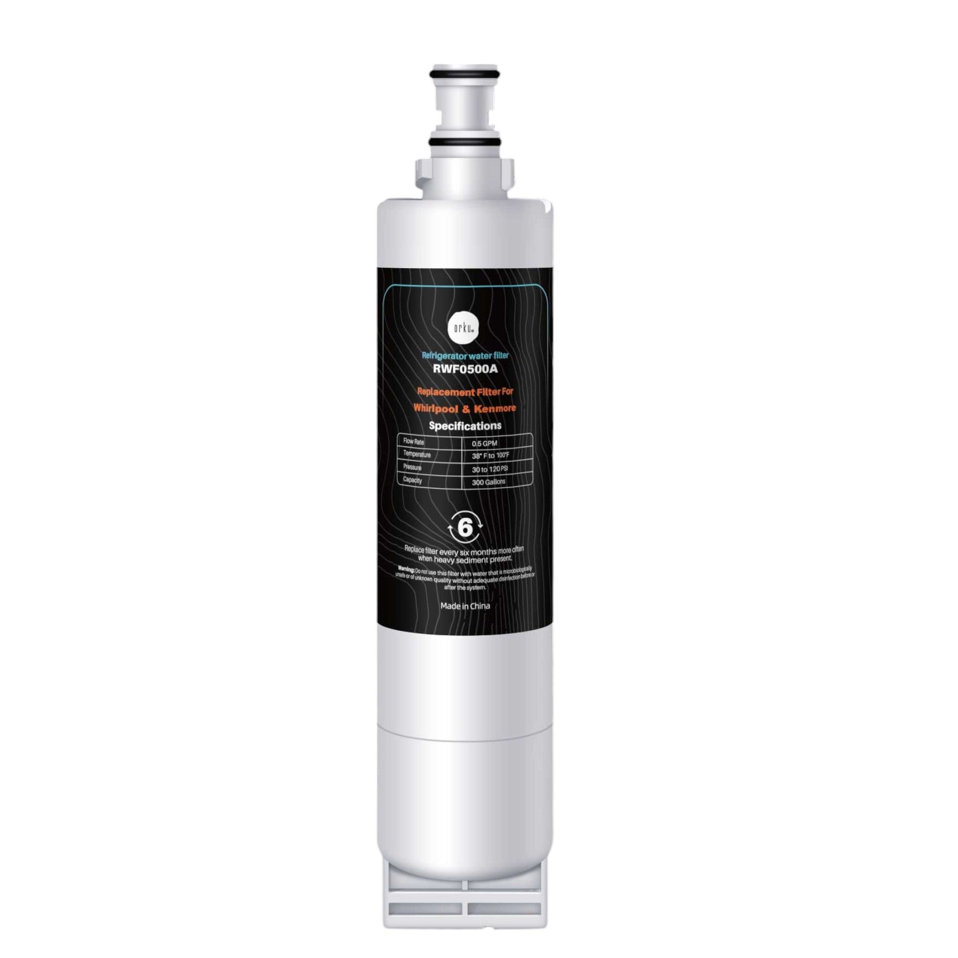 Orku Fridge Water Filter Cartridge Replacement for Whirlpool Kenmore RWF0500A-0