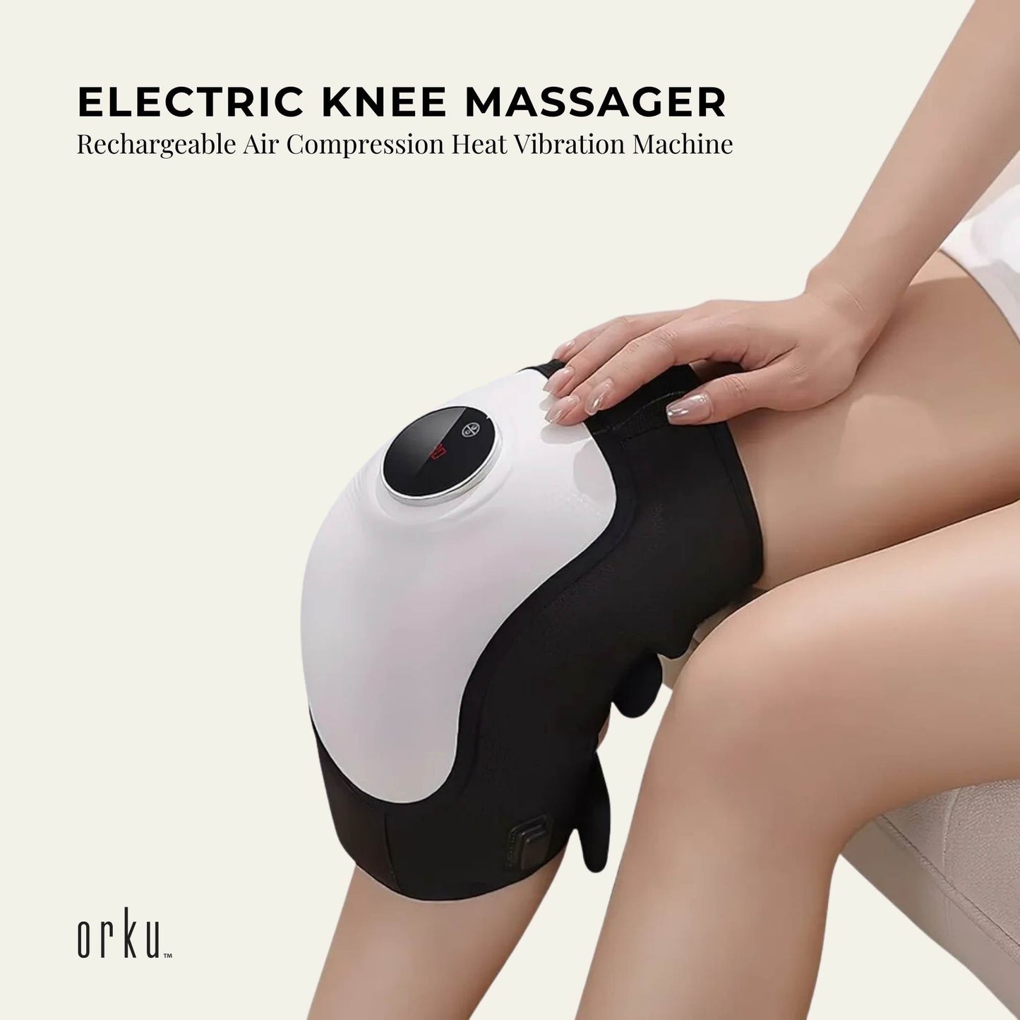 Orku Heated Knee Massager - Rechargeable Air Compression and Vibration Wrap-1