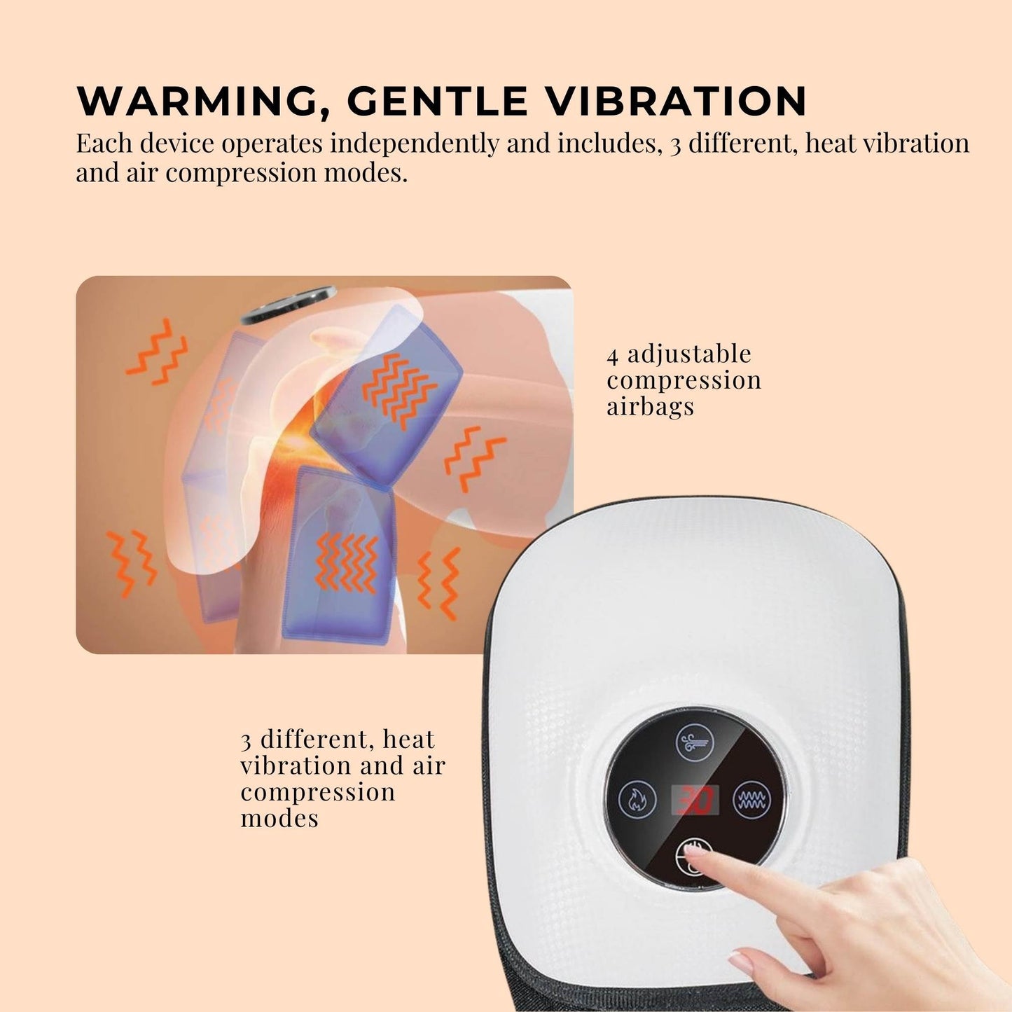 Orku Heated Knee Massager - Rechargeable Air Compression and Vibration Wrap-2