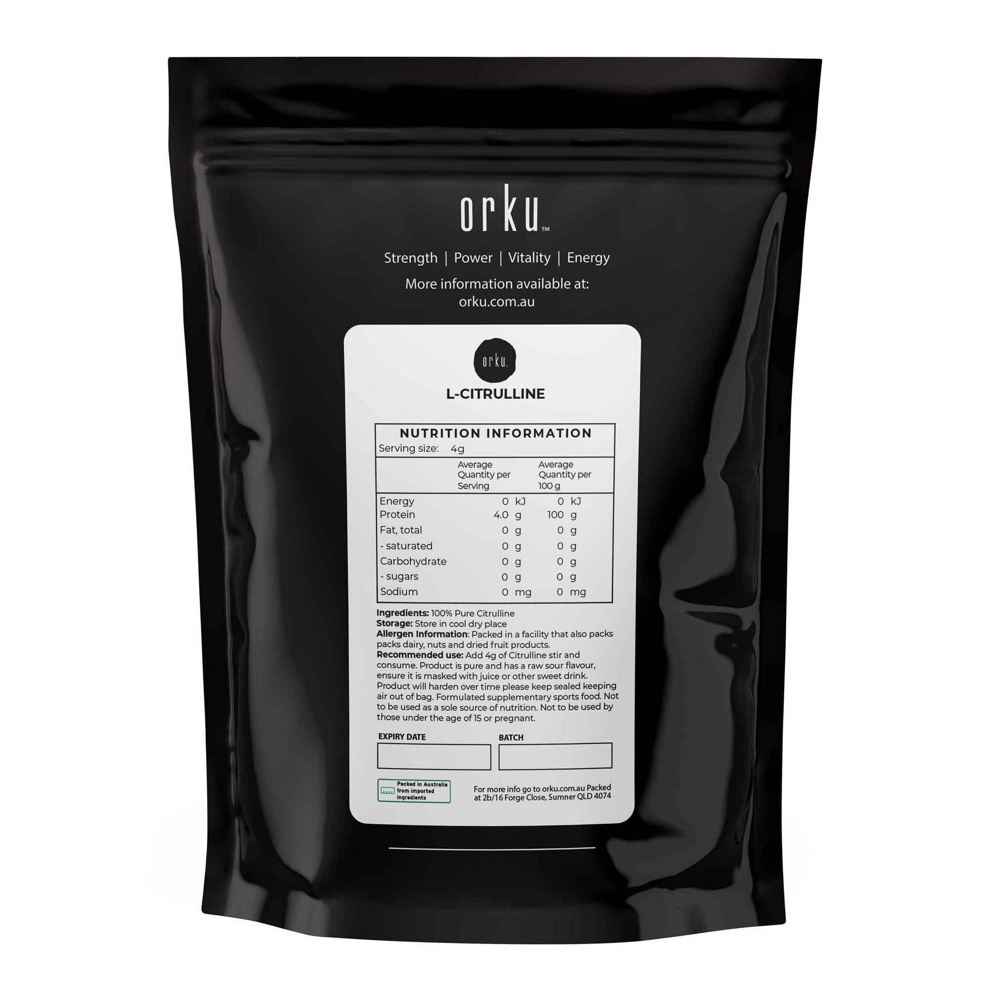 Orku L-Citrulline Powder - 100 % Pure Food Grade Amino Acid-3