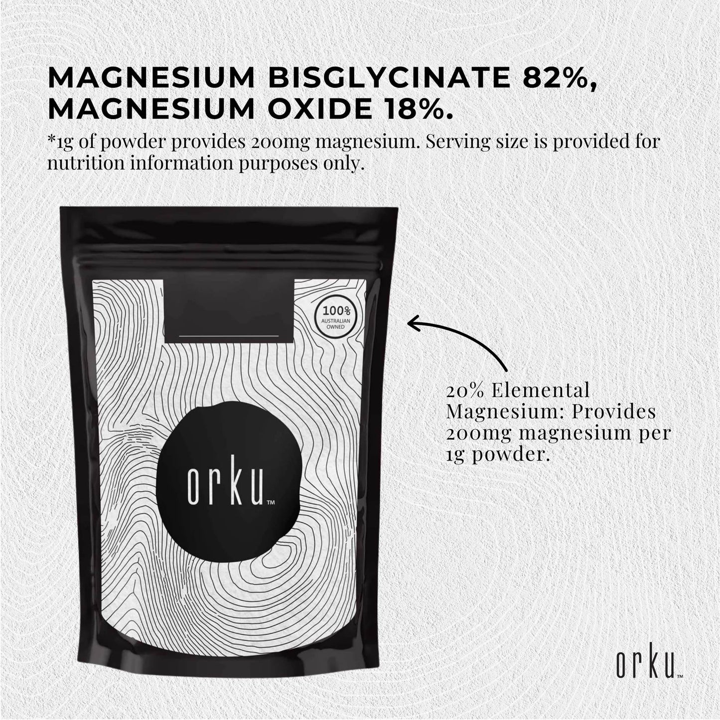 Orku 100g Magnesium Bisglycinate Powder Unflavoured Chelated-3