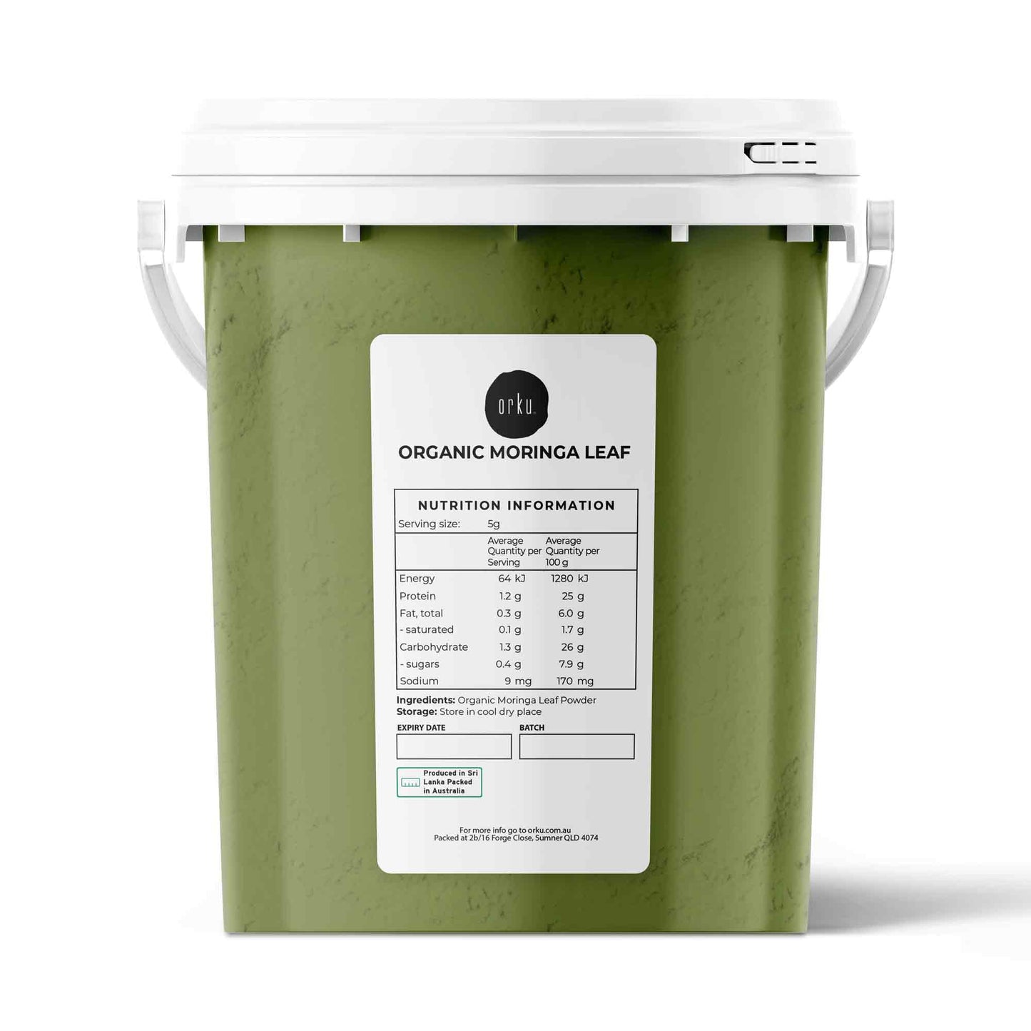 Orku Organic Moringa Leaf Powder Tub - Food Grade Oleifera Drumstick Leaf-2