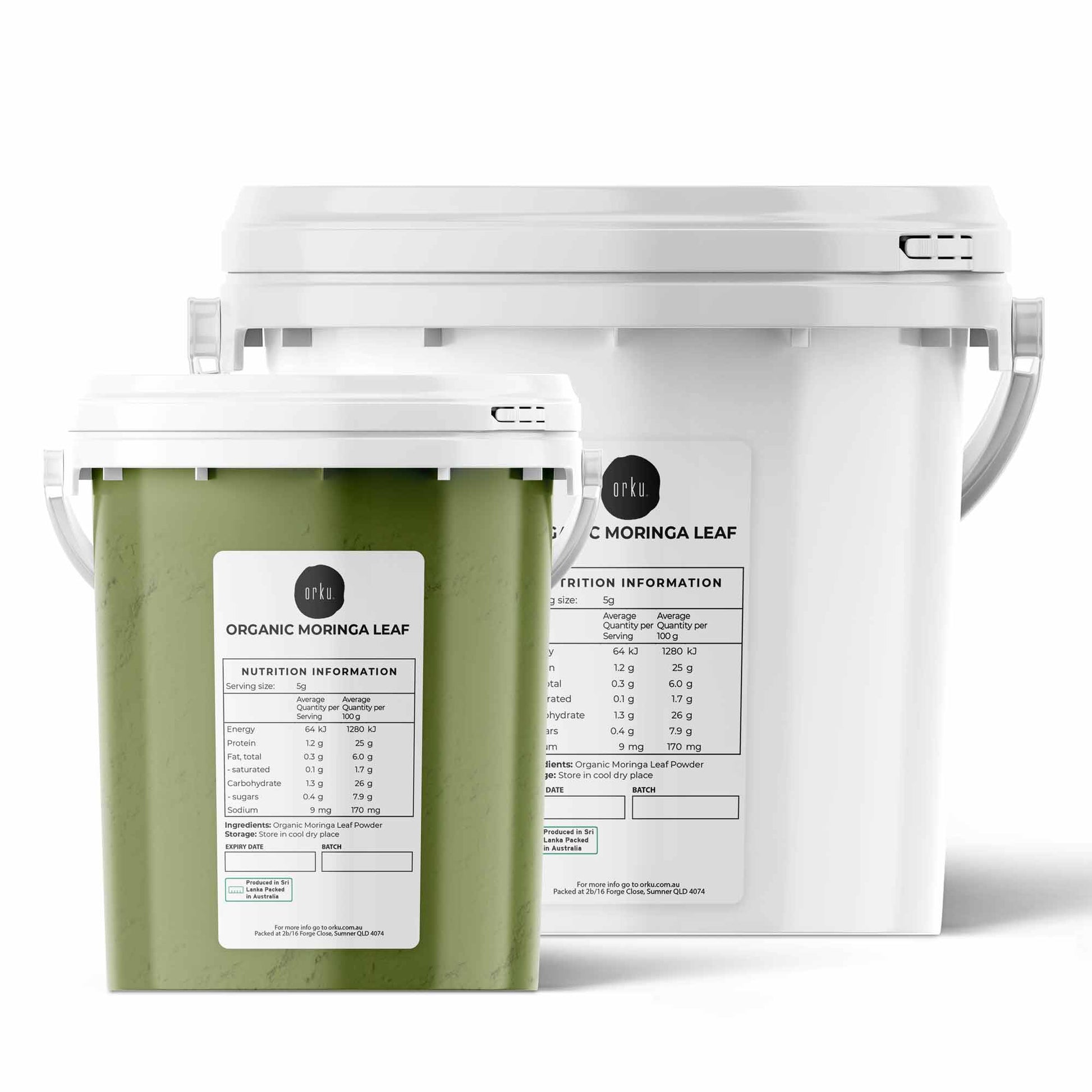 Orku Organic Moringa Leaf Powder Tub - Food Grade Oleifera Drumstick Leaf-0