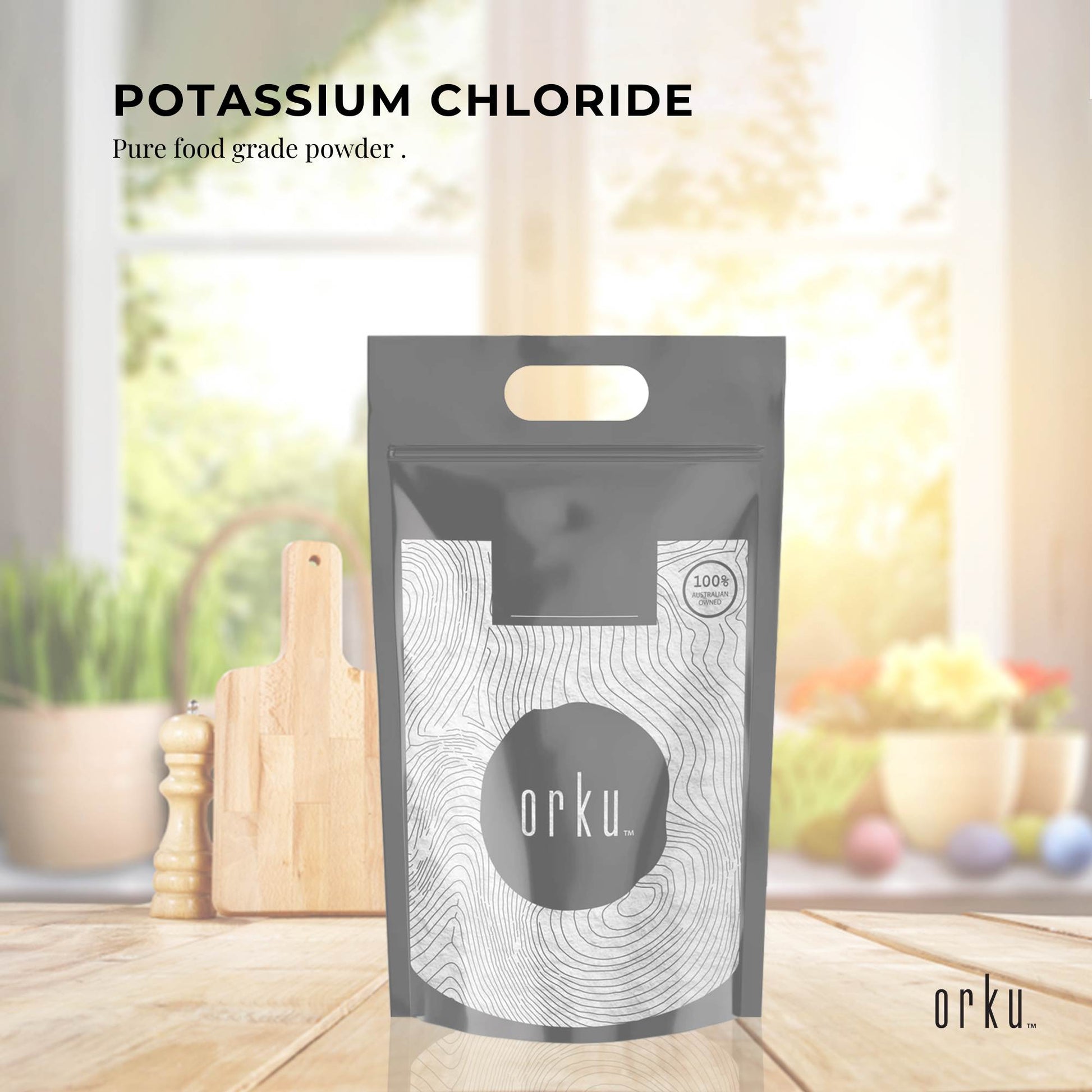 Orku Potassium Chloride Powder - Pure KCL E508 Food Grade Salt Replacer Bulk-1