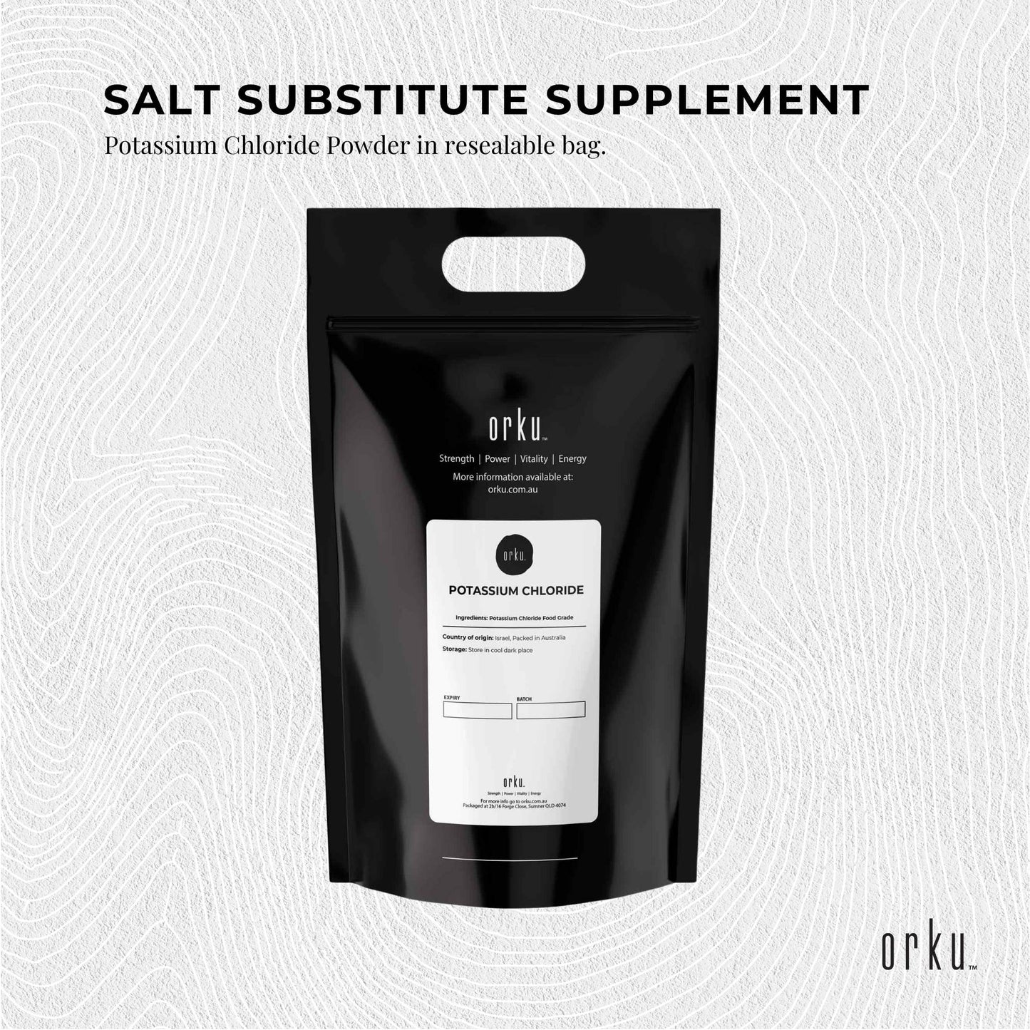Orku Potassium Chloride Powder - Pure KCL E508 Food Grade Salt Replacer Bulk-2