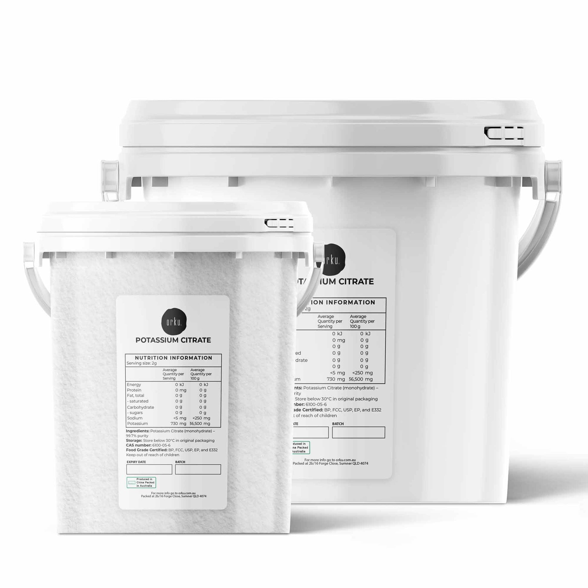 Orku Potassium Citrate Food Grade Tubs - Granular BP USP FCC E332 Additive-0
