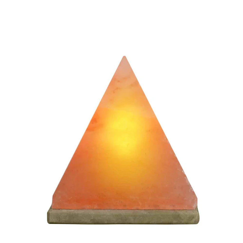Orku Pyramid Shaped Himalayan Pink Salt Lamp - Carved Triangle Night Light-0