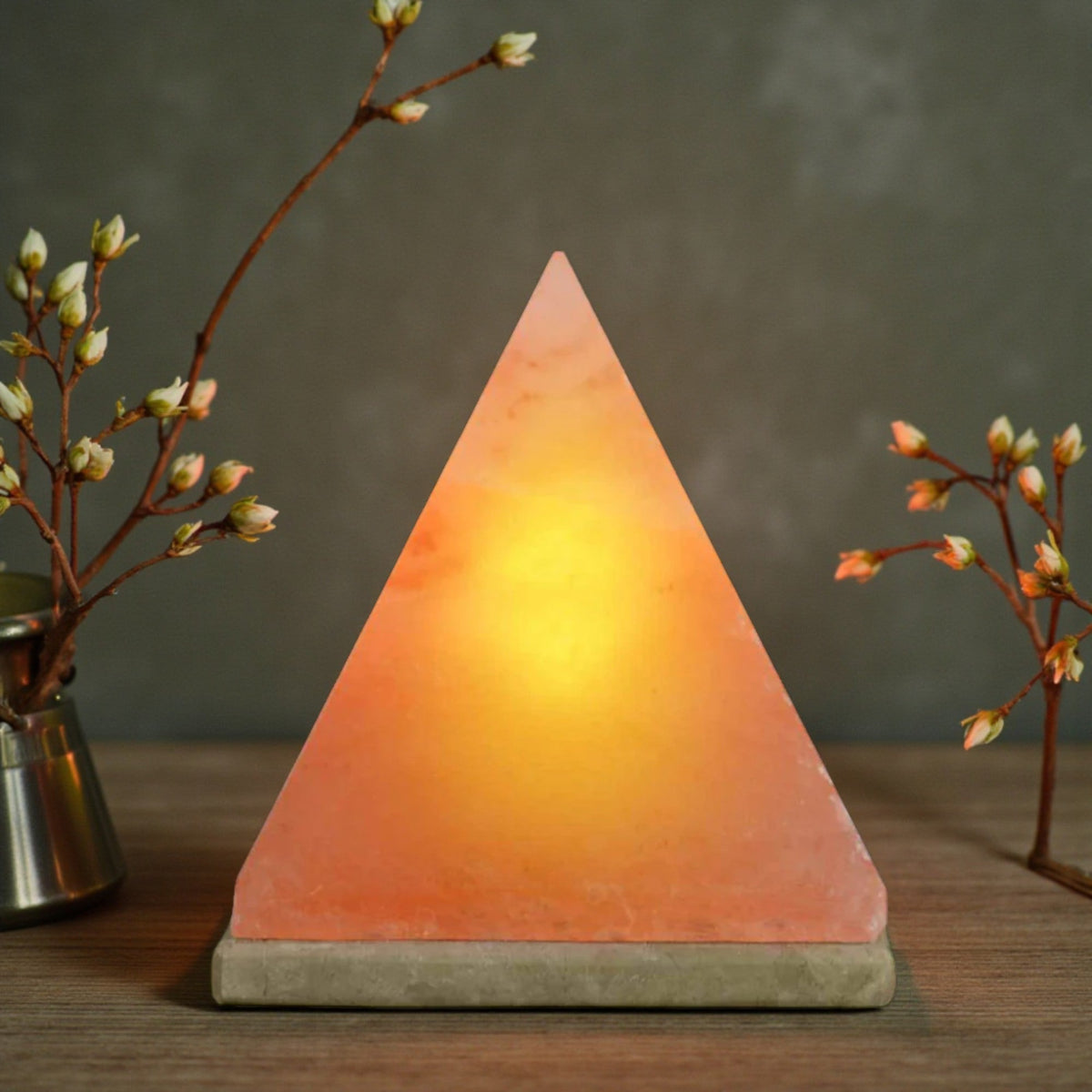 Orku Pyramid Shaped Himalayan Pink Salt Lamp - Hand Carved Night Light-2