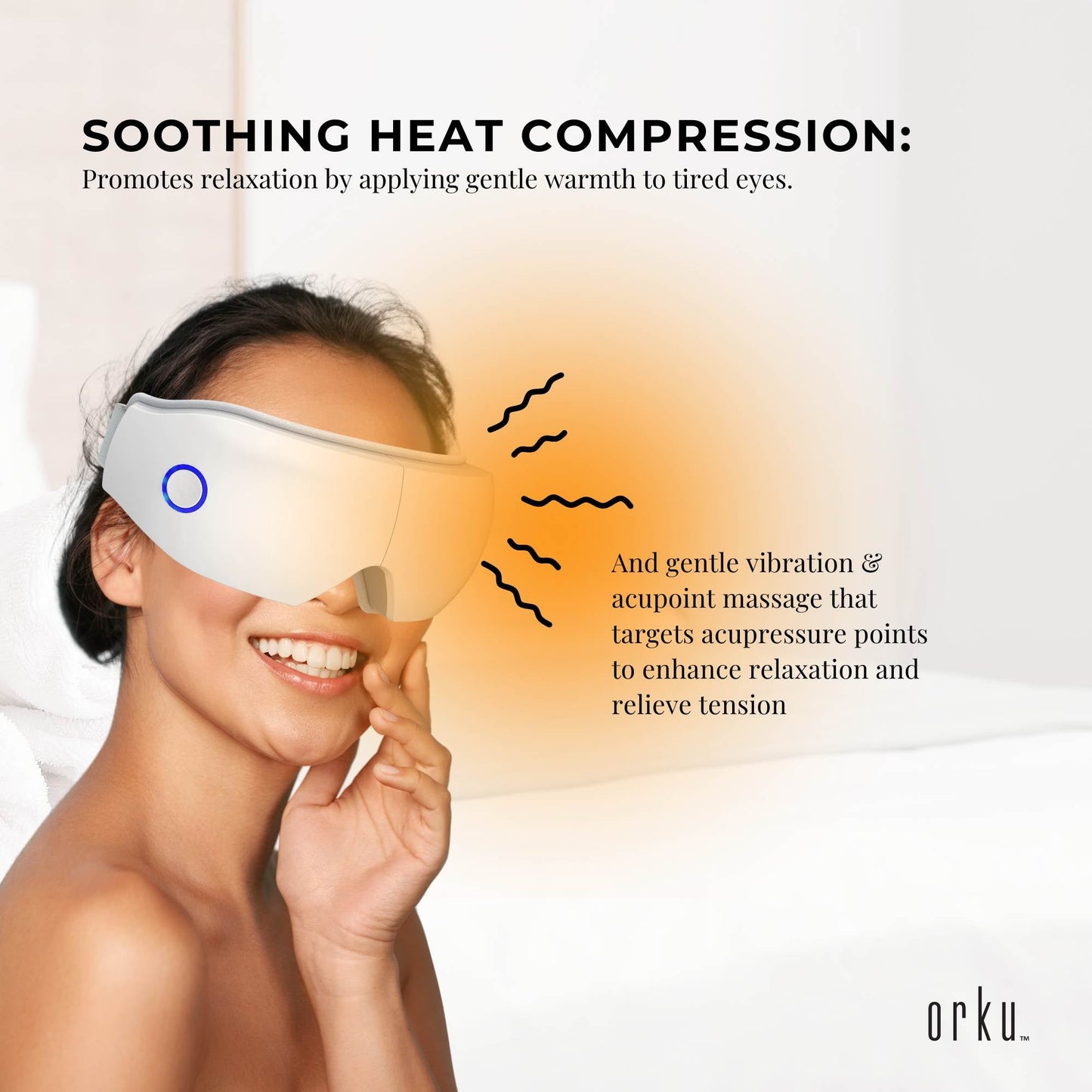 Orku Rechargeable Eye Massager – Vibration Heat Pressure Therapy with Bluetooth-2