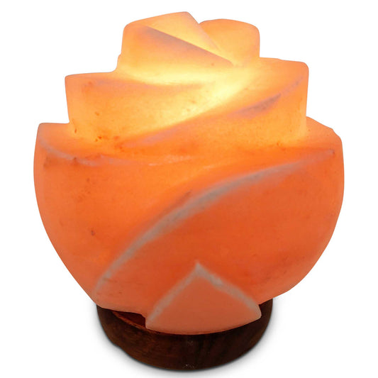 Orku Rose Shaped Himalayan Pink Salt Lamp - Hand Carved Flower Night Light-0