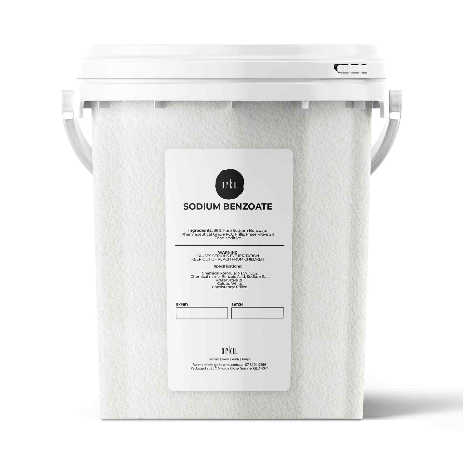 Orku Sodium Benzoate Tub - USP/FCC Grade Prills – E211 Preservative CAS 532-32-1-1