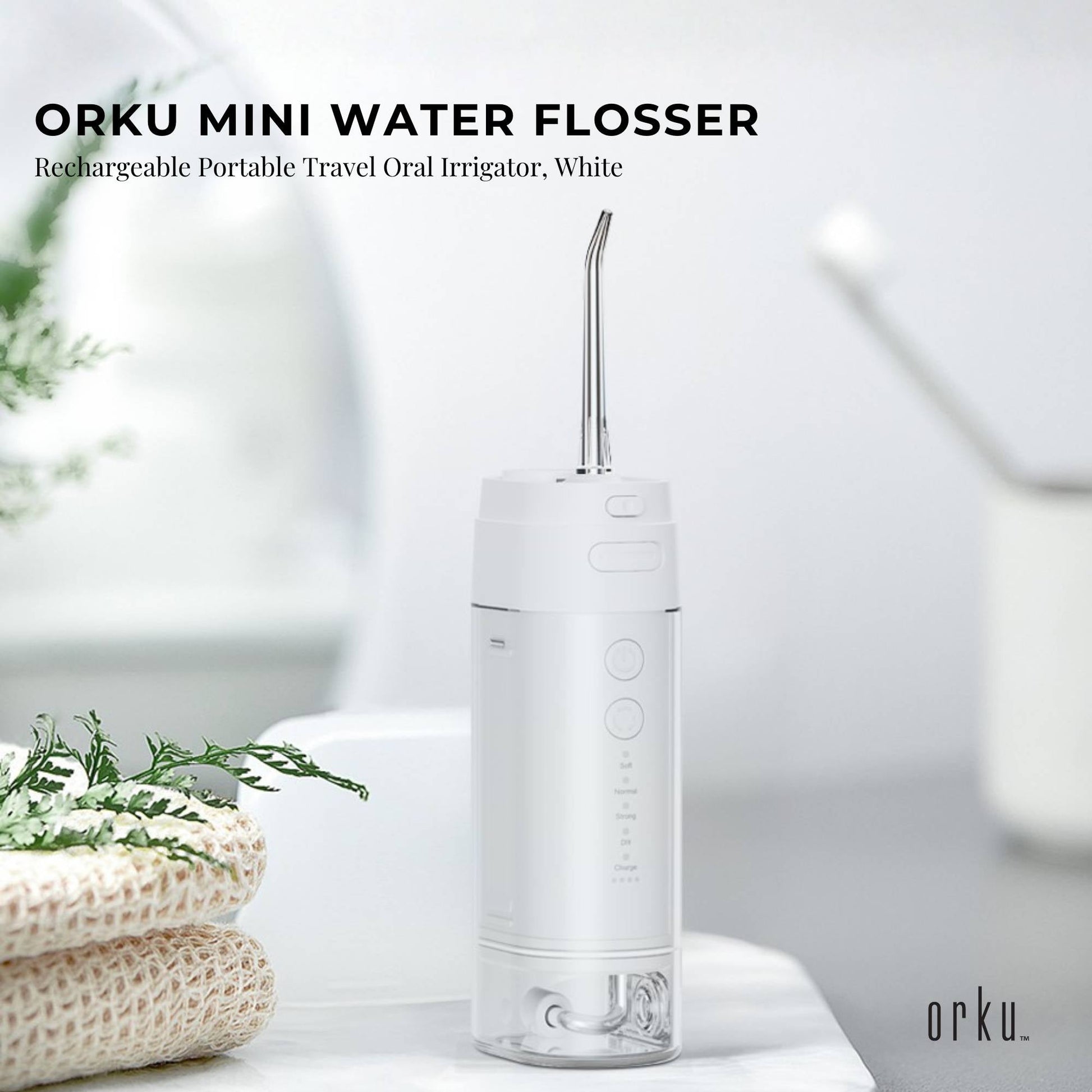 Orku Mini Water Flosser Rechargeable Portable Extendable Travel Oral Irrigator White-1