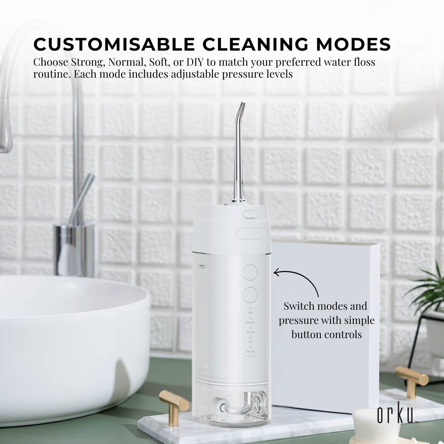 Orku Mini Water Flosser Rechargeable Portable Extendable Travel Oral Irrigator White-3