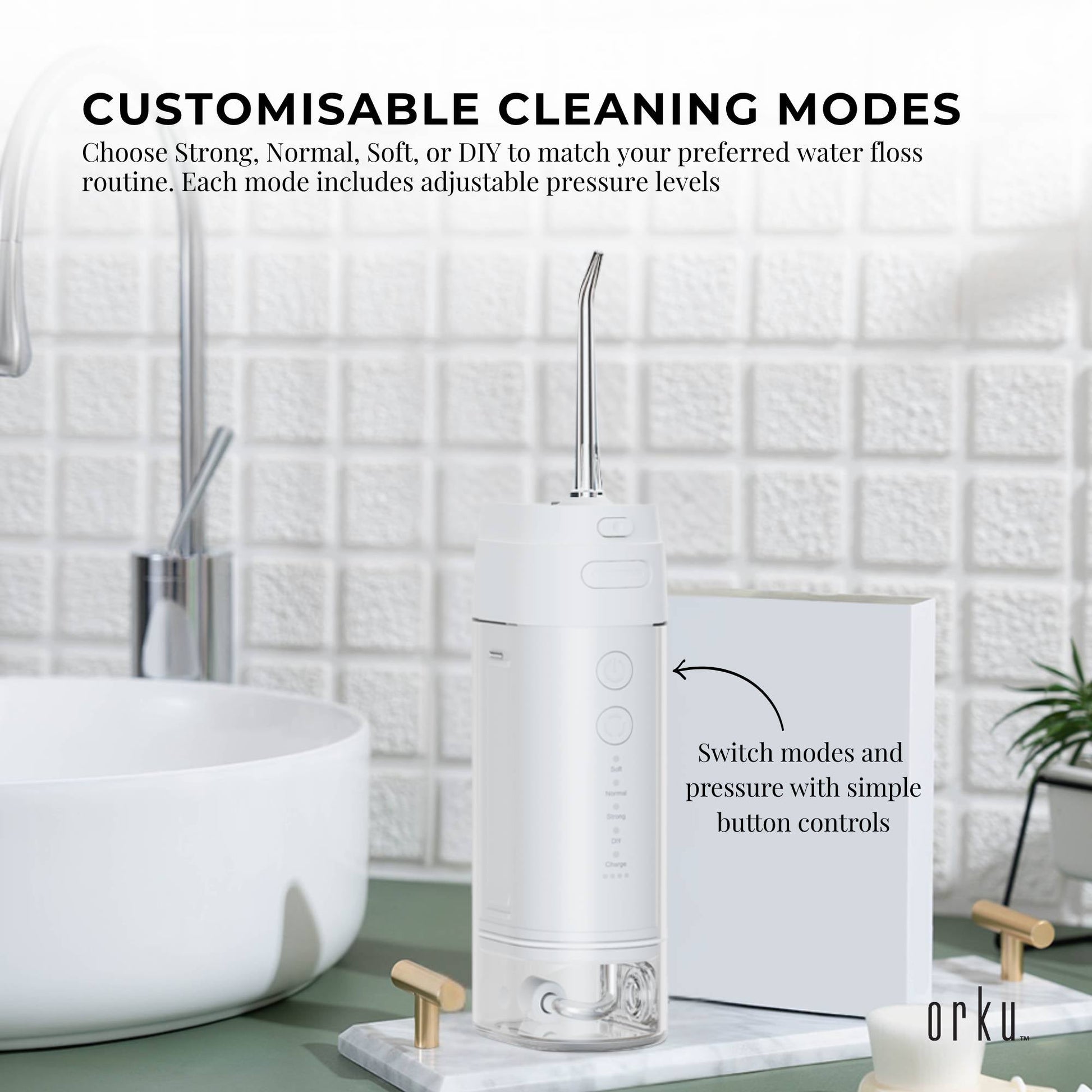 Orku Mini Water Flosser Rechargeable Portable Extendable Travel Oral Irrigator White-3